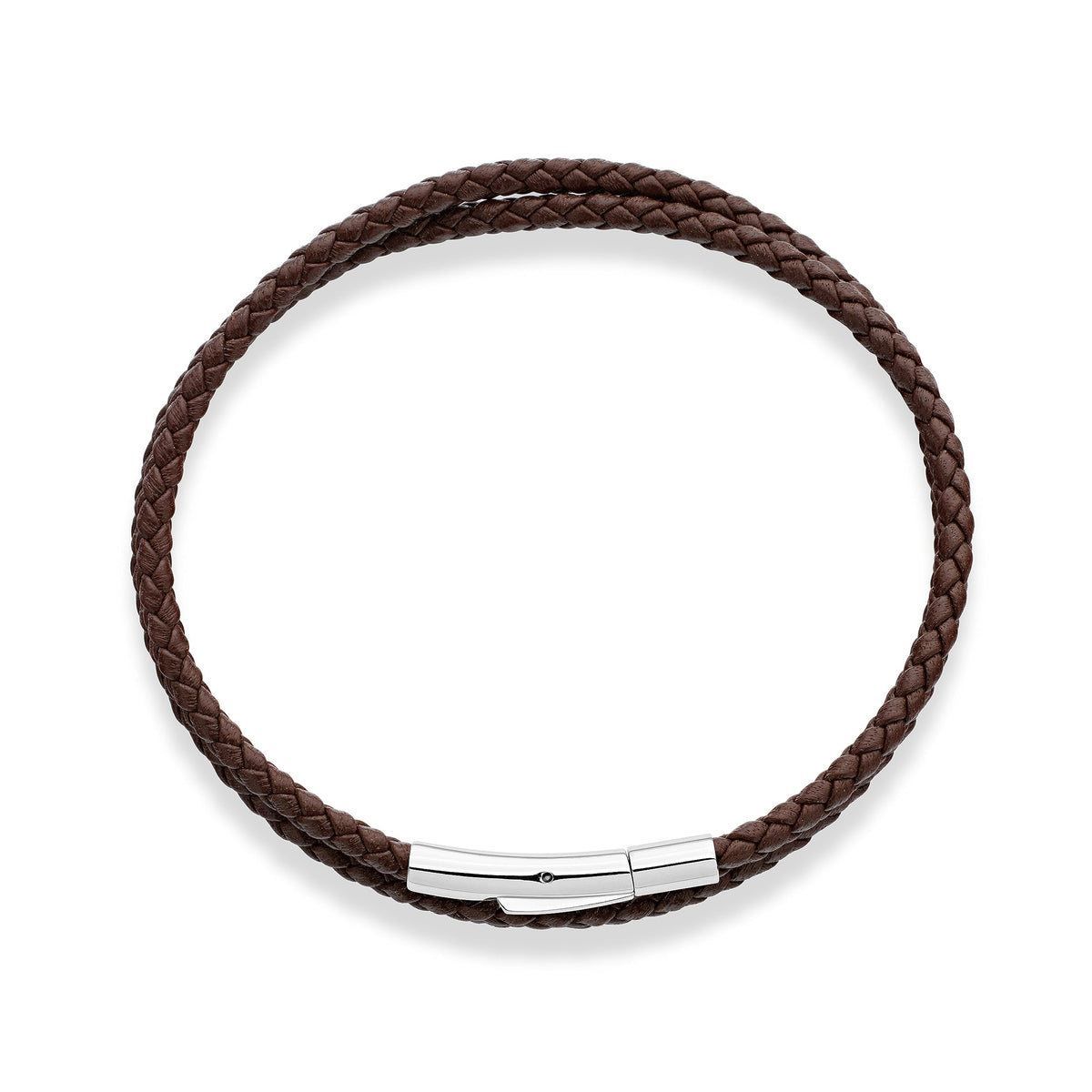Miabella Genuine Italian Double Wrap Braided Leather Bracelet for Men Women, Stainless Steel Clasp, Made in Italy (Brown, Small - 7" Length)