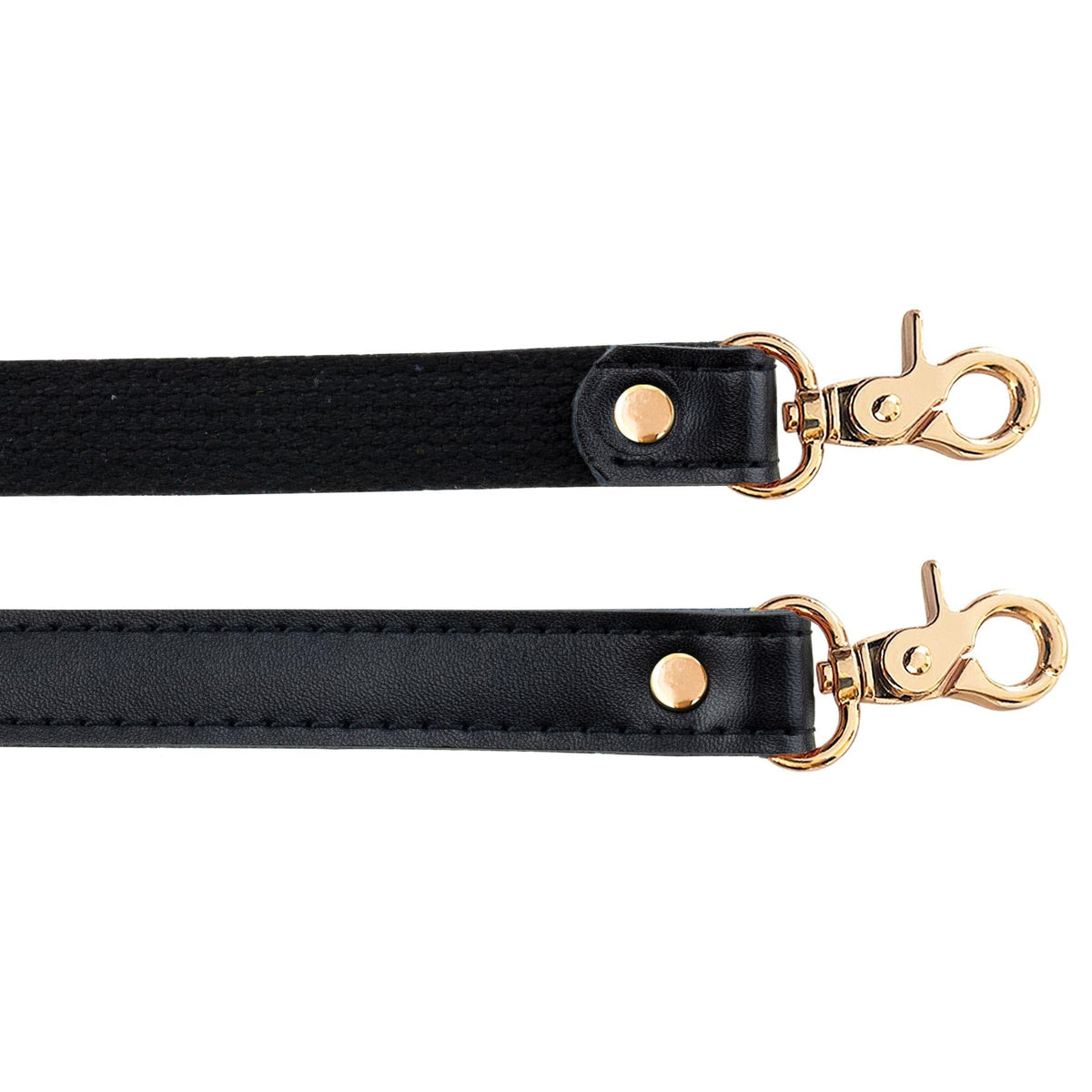 Allzedream Genuine Leather Purse Strap Sewing Canvas Replacement Handbag Shoulder Bag 2 Pcs (Black, Gold Hardware)