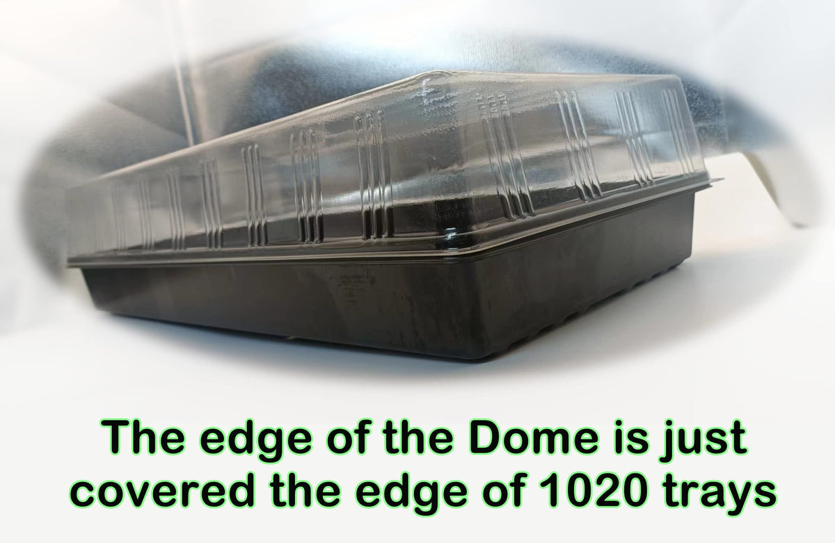 RooTrimmer 10 Pcs Humidity Dome, Plastic Clear Seed Starter Dome 1020 Tray Covers Humidifying and Insulating for Greenhouse Germination and Garden Growing (21.5"×11.5", 3.15" Height, 10-Pack)