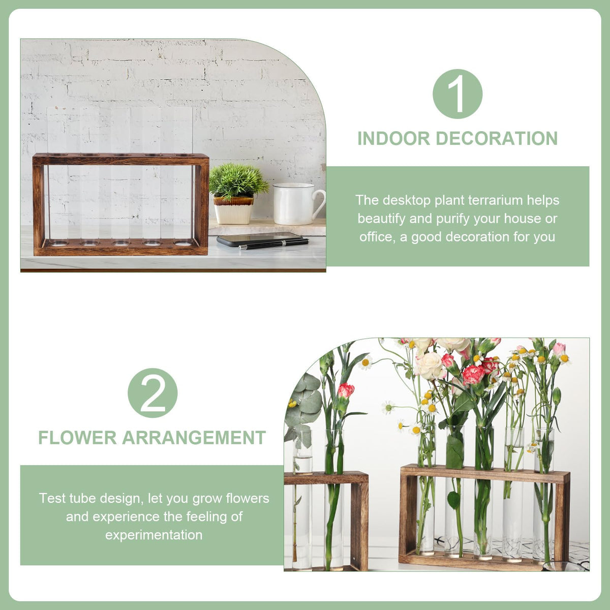 LALAFINA Glass Test Tube Vase Large Hydroponic Planter Container for Water Propagation Indoor Plants Terrarium Home Décor