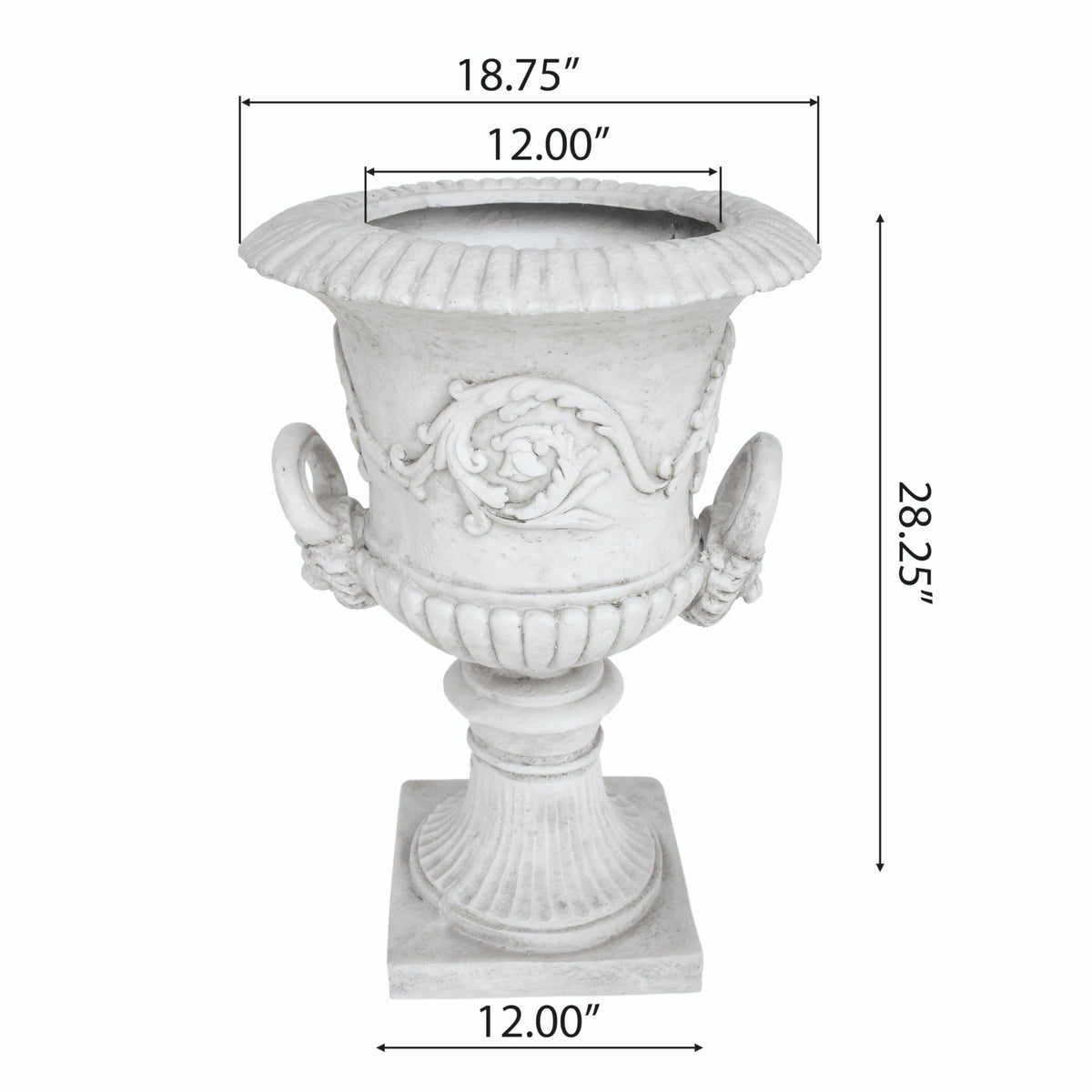 Christopher Knight Home Adonis Traditional Roman Chalice Garden Urn Planter with Lion and Floral Accents, Antique White