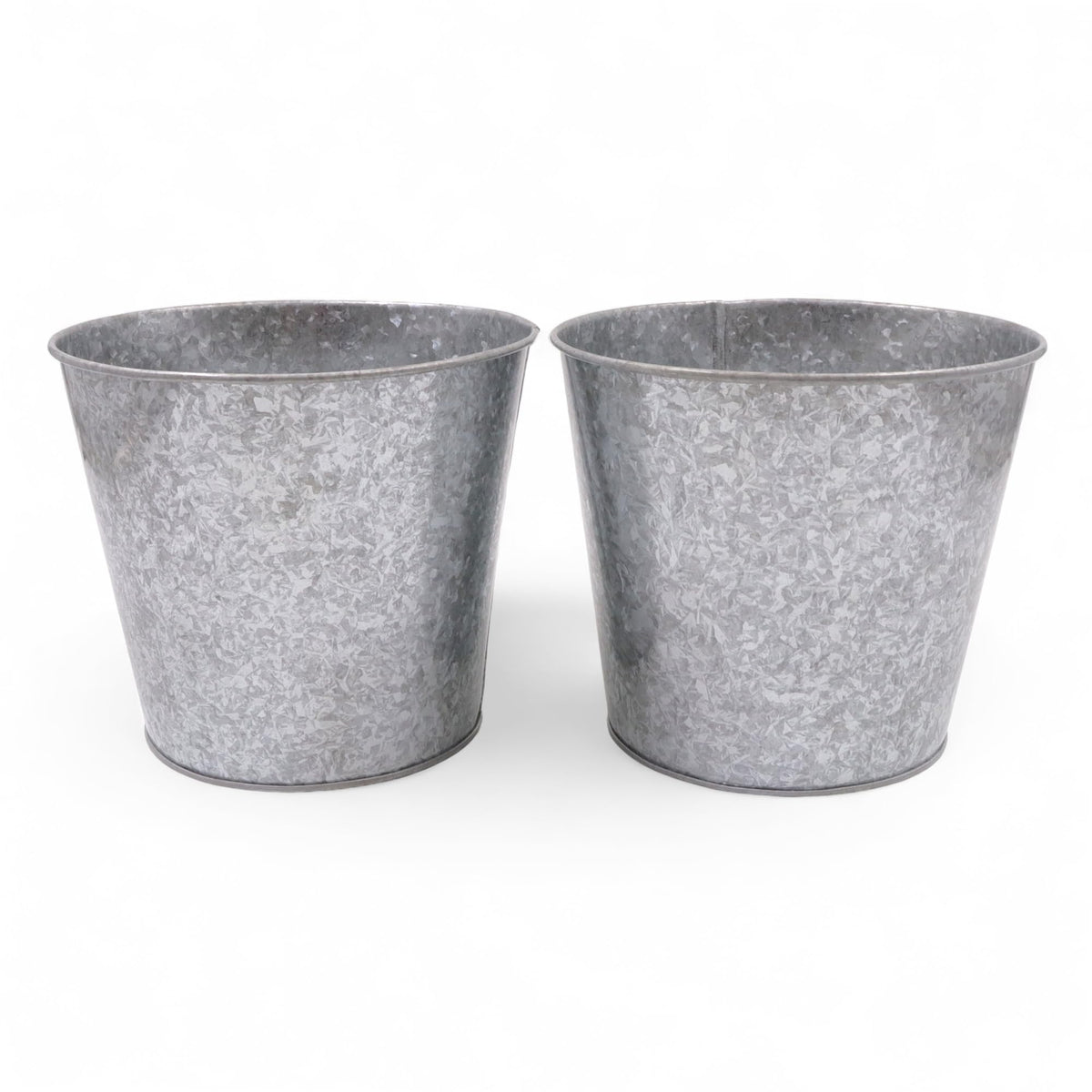 Hosley Set of 2 Galvanized Metal Buckets with Liner – Farmhouse Planters, Floral Arrangements, Storage & Candle Decor Indoor Outdoor Rustic Home Decor Pots