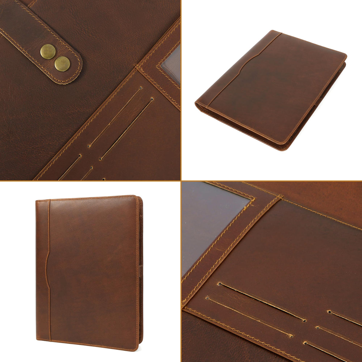 ELIZO Leather Portfolio Padfolio Leather Binder Folder for Men and Women Professional Business Portfolio Organizer Men and Women