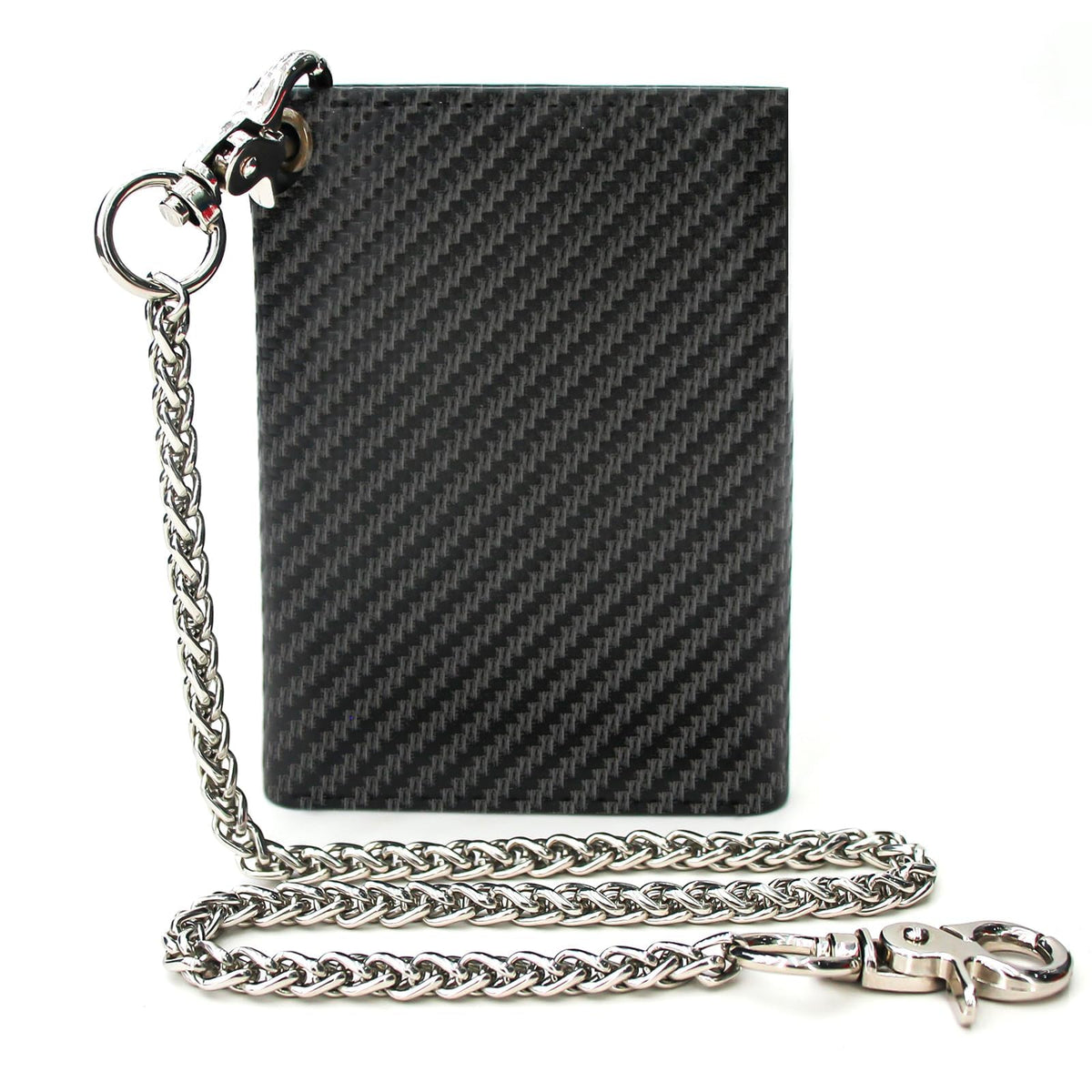 boshiho Real Leather RFID Blocking Bifold Wallets for Men Double Zipper Coin Pocket Purse with Anti-Theft Chain (#01 black)