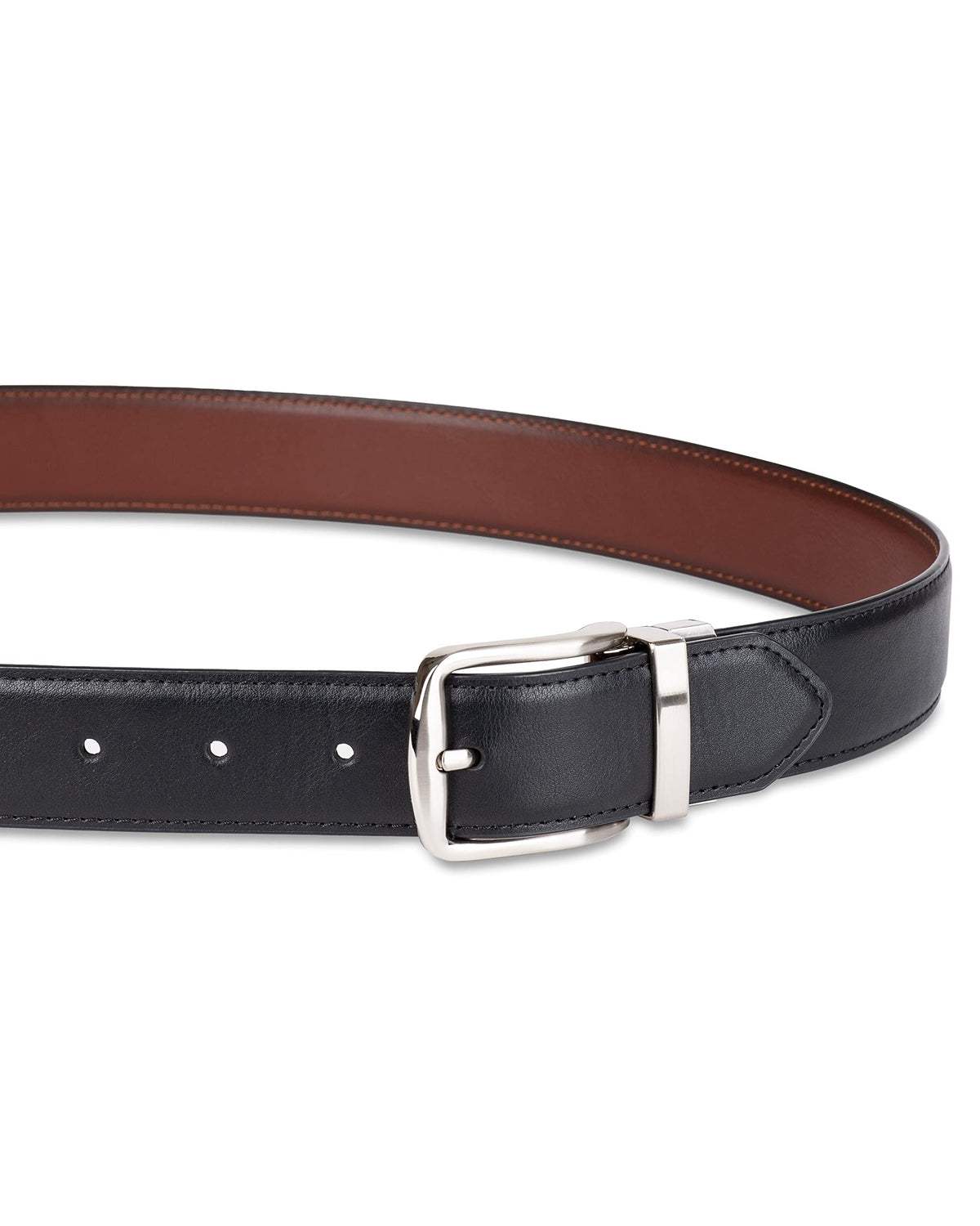 Amazon Essentials Men's Reversible Dress Belt, Black/Chestnut Brown, 38