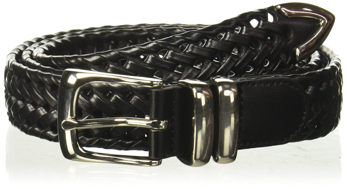 Perry Ellis Men's Portfolio Braided Leather Belt, Black, 40