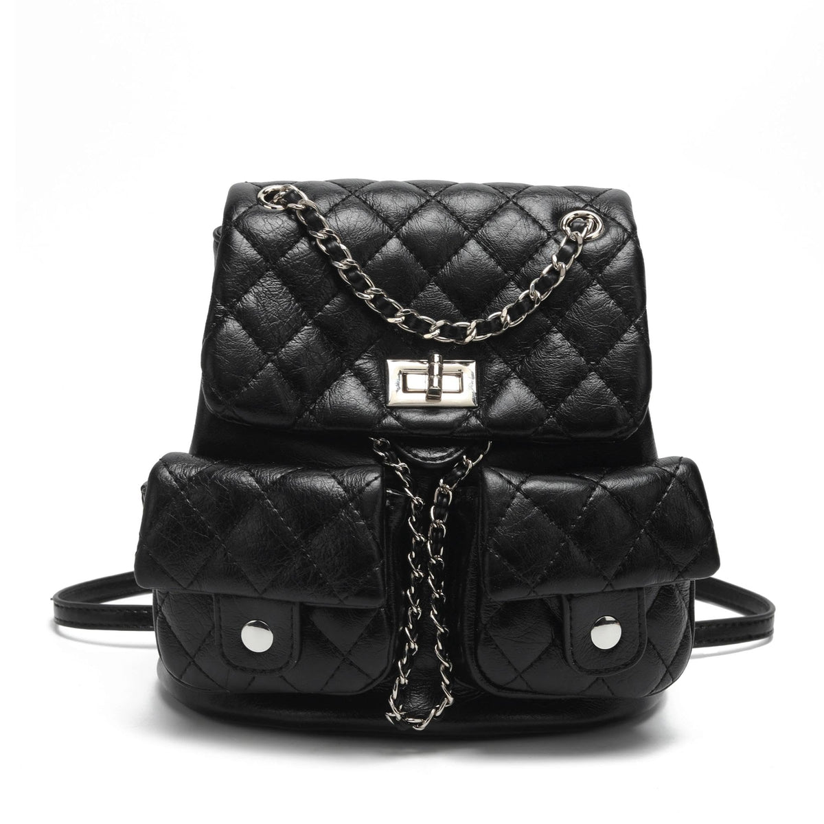 COC.EFRENAR Quilted Mini Backpack for Women, Chain Strap Small Purse with Flap Closure, Fashion Shoulder Bag Cute Travel Daypack(Black)