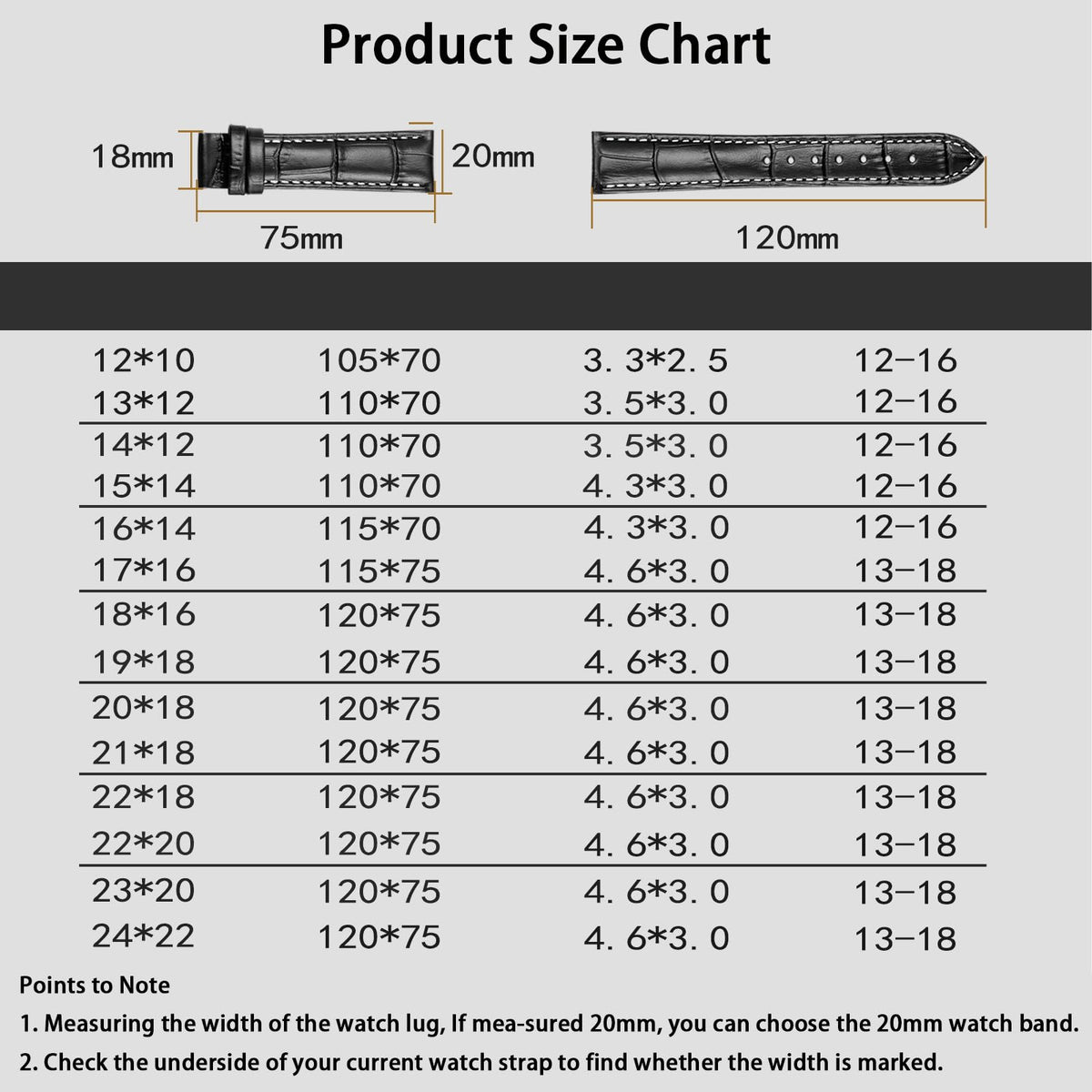 Boache Genuine Leather Watch Band Quick Release Italian Calfskin Crocodile Pattern Watch Straps 12 to 24mm Business Classic Style Genuine Leather Watch Strap Replacement Band for Men Women
