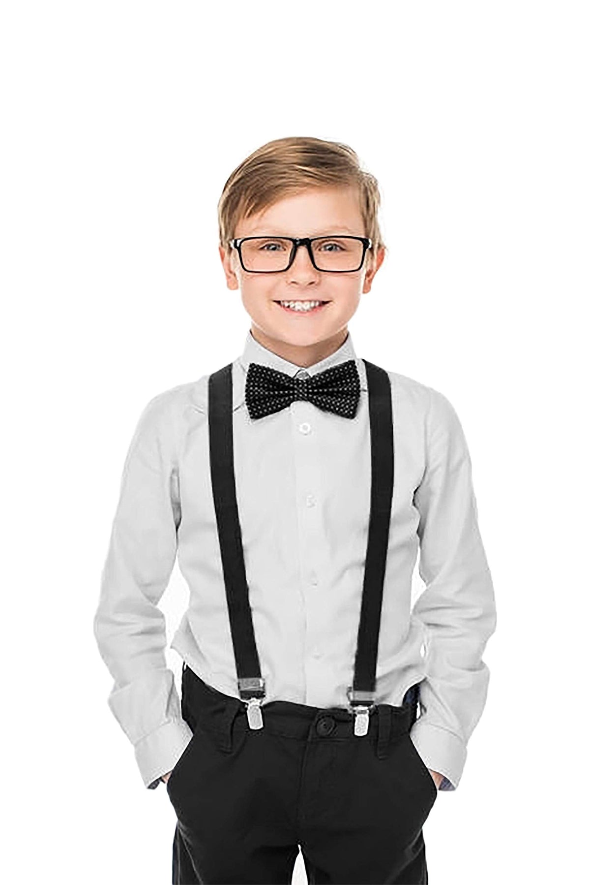 Moulen 1 Inch Durable Suspenders for 3Y-9Y Kids Boys Girls, Charcoal-Gray, 26 Inch
