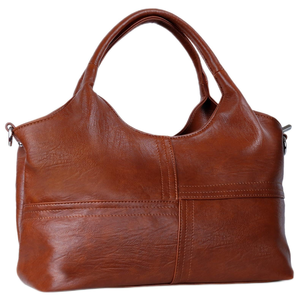 KOGTLA Vegan Leather Purses for Women with Detachable Satchel Strap, Ladies Handbags, Tote Hobo Bags with Top Handle Brown