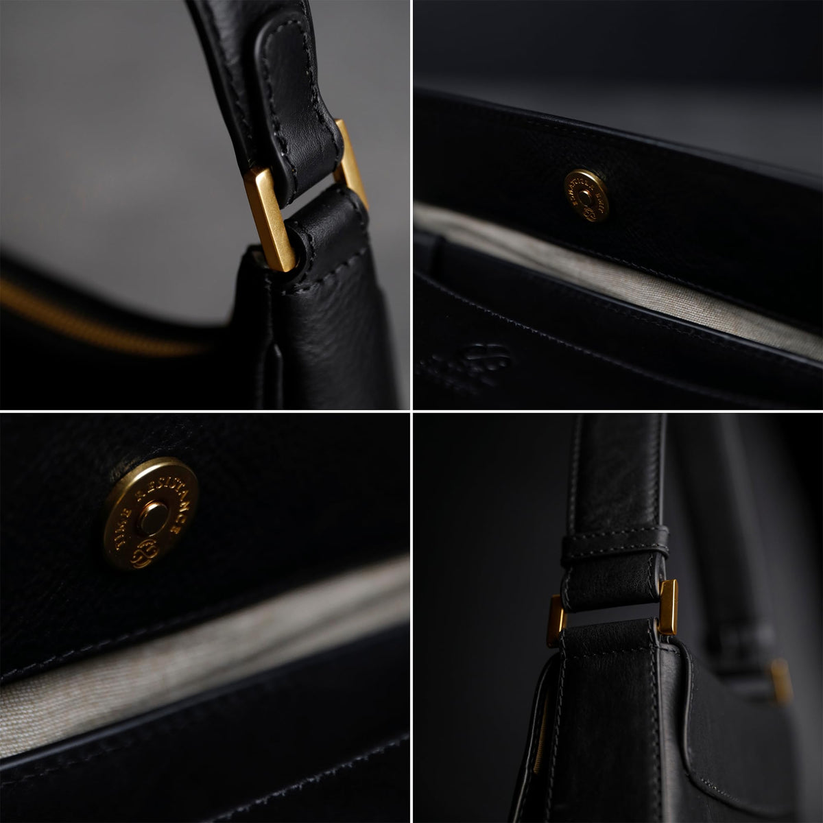 Time Resistance Leather Handbag - Full-Grain Leather Purse for Women - Shoulder Bag Made in Italy (Black)