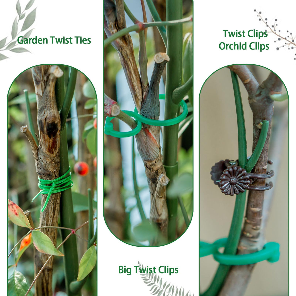 Kutoda 6-Pack Twig Plant Support Stakes Set with Blending Design, 28.8-Inch Towers for Indoor/Outdoor Plants