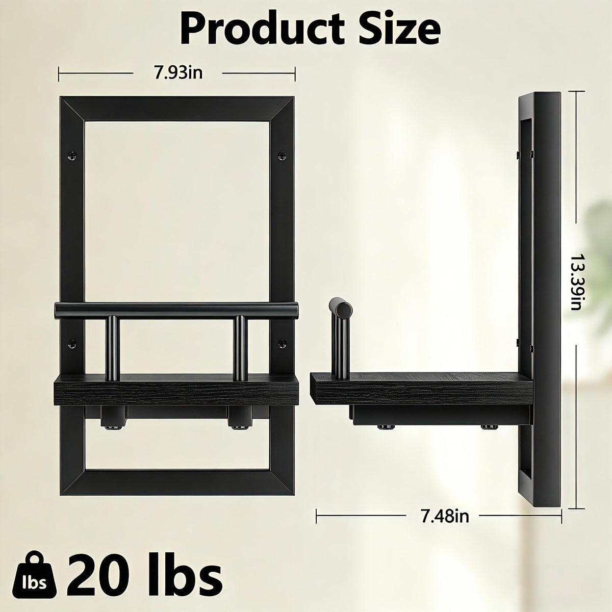Sbosbo Floating Shelves for Wall, Plant Shelf Indoor, Wall Planters for Indoor Floating Plant Shelves for Bedroom, Living Room, Kitchen, Office, Bathroom Decor (Black, 2 Pack)