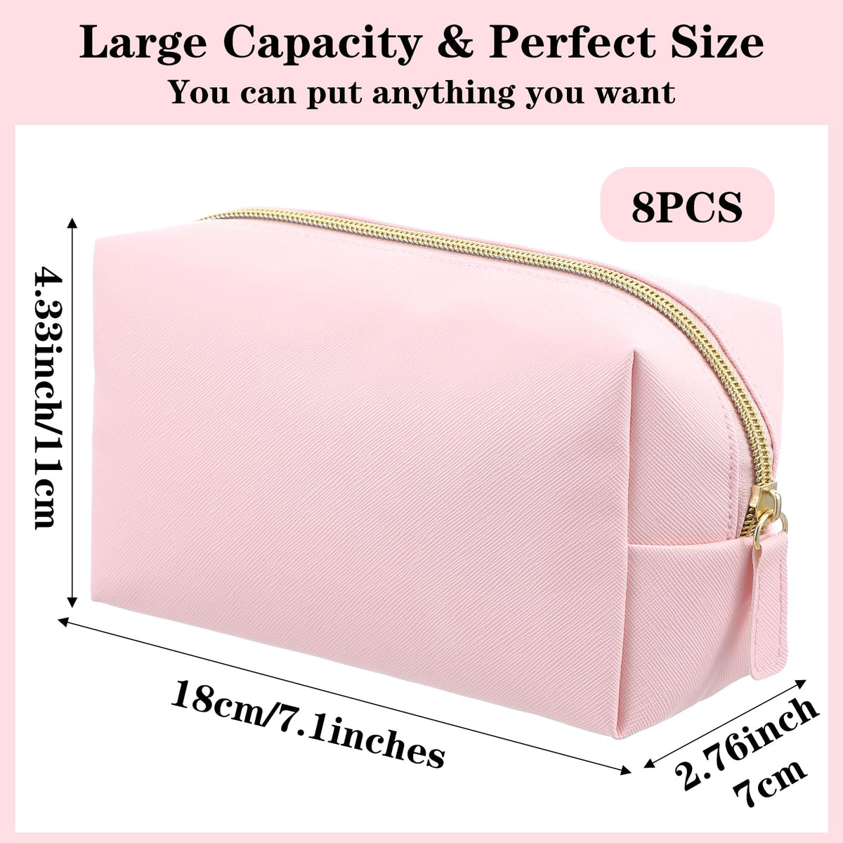 hidyuuoo 8 Pcs Makeup Bag Pu Leather Cosmetic Pouch Waterproof Small Toiletry Bag Portable Cosmetic Organizer Water Resistant Storage Purse for Lady Women Daily Storage Travel Organizer (Medium)