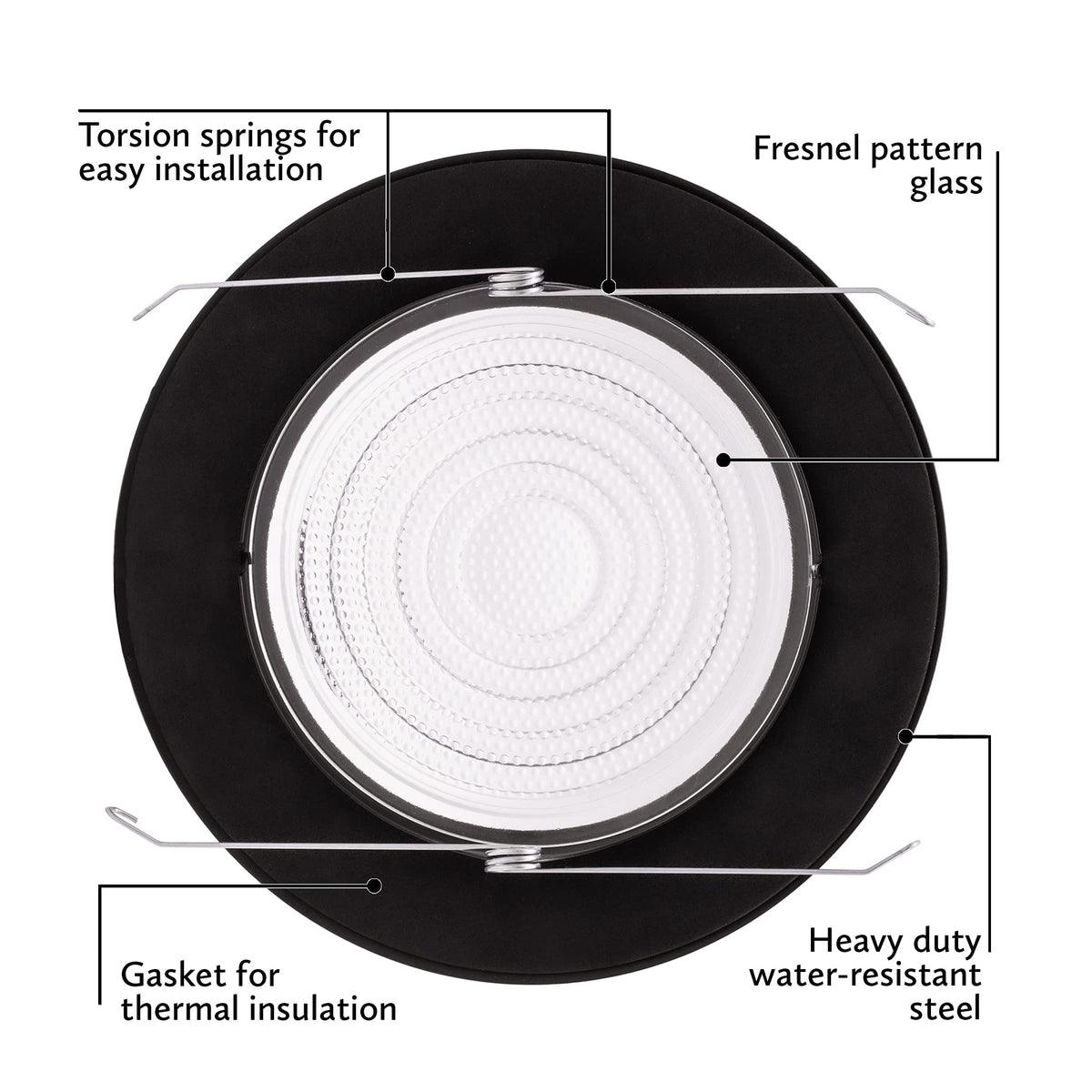 PROCURU 6-Inch Shower Trim, Oil-Rubbed Bronze, Metal with Fresnel Glass, Model B6FLRB, Wet Location, 1-Pack