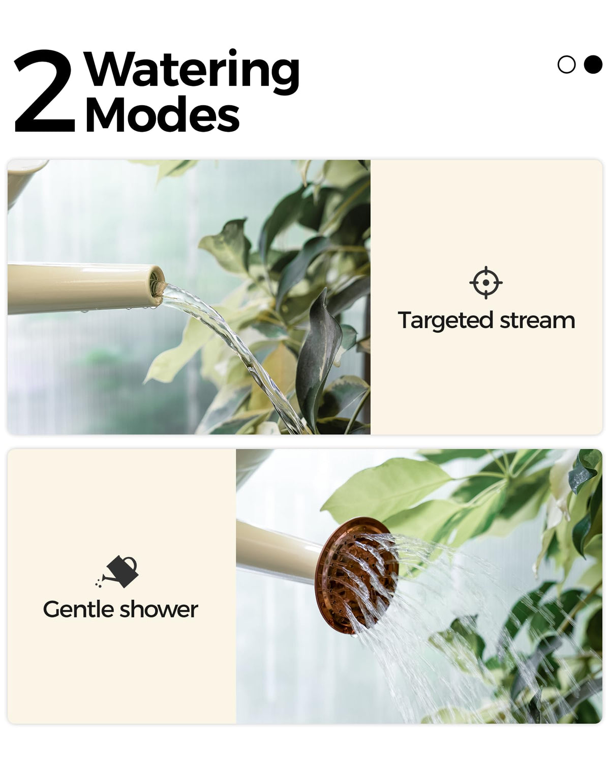Bamworld Watering Can for Indoor Outdoor Plant Metal Watering Can with Removable Spout Embossd Design Plant Watering Devices Stainless Steel 1/2 Gallon Watering Cans Perfect Home & Garden Décor Creamy