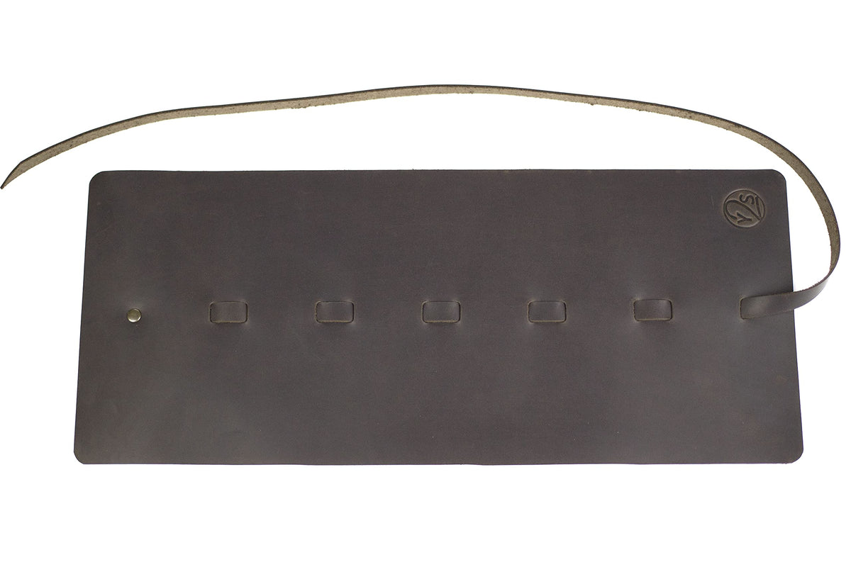 Leather Cord Organizer for 6 Cables - Brown