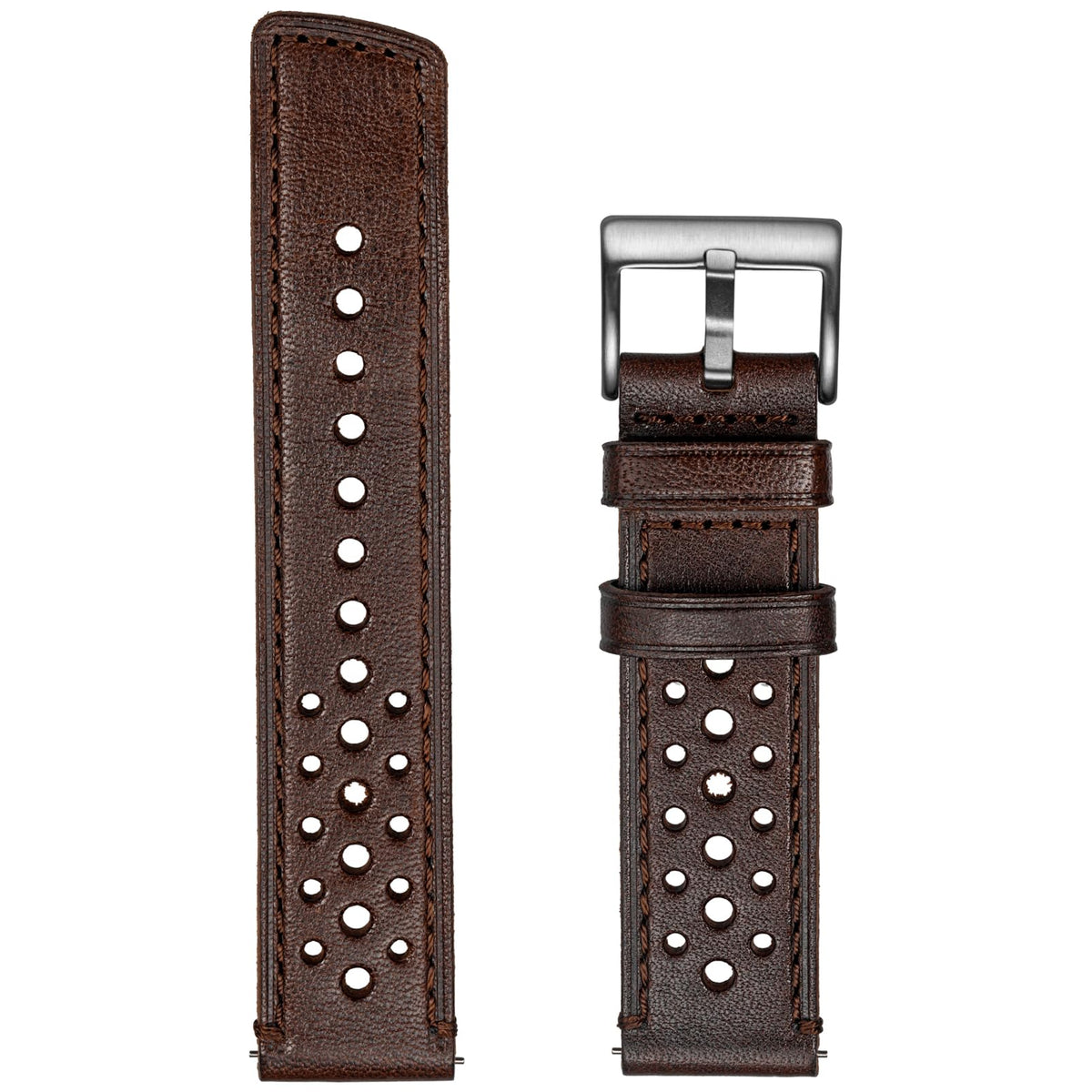 Quick Release Watch Band, Genuine Perforated Leather Watch Strap - Replacement 18 20 22 24mm Watch Bands for Women & Men - Stainless Steel Buckles - Compatible with Regular & Smart Watch Bands