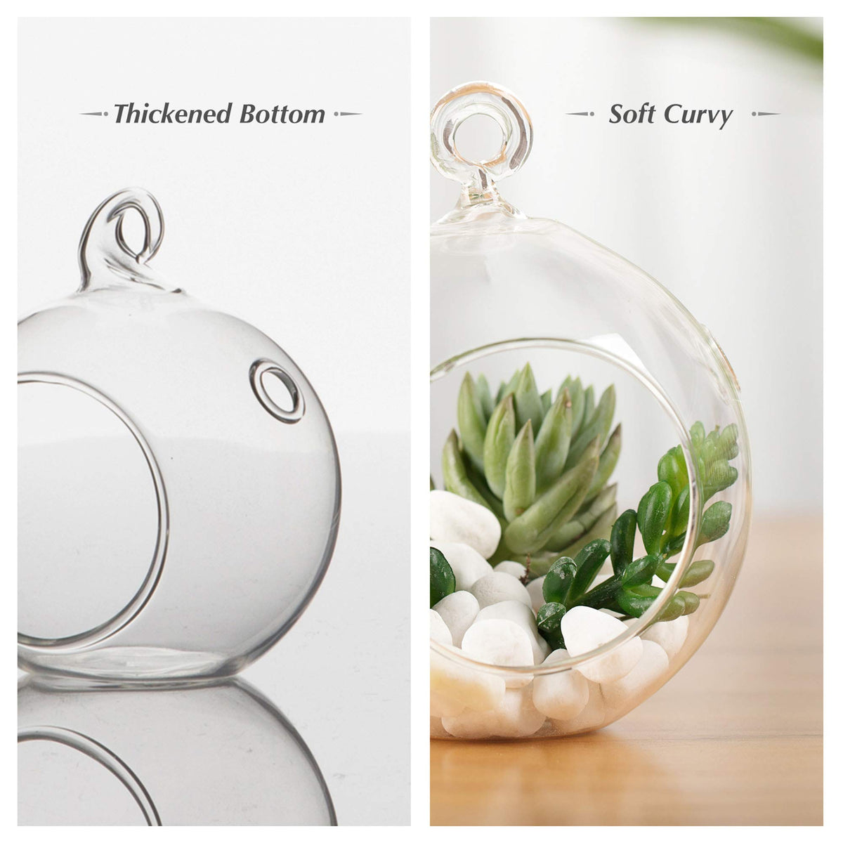 WGV Hanging Terrarium Globe, Width 4", Height 4.75", DIY Air Planter, Clear Glass Round Vase, Candle Holder, Home Office Decor Orb, 1 Piece