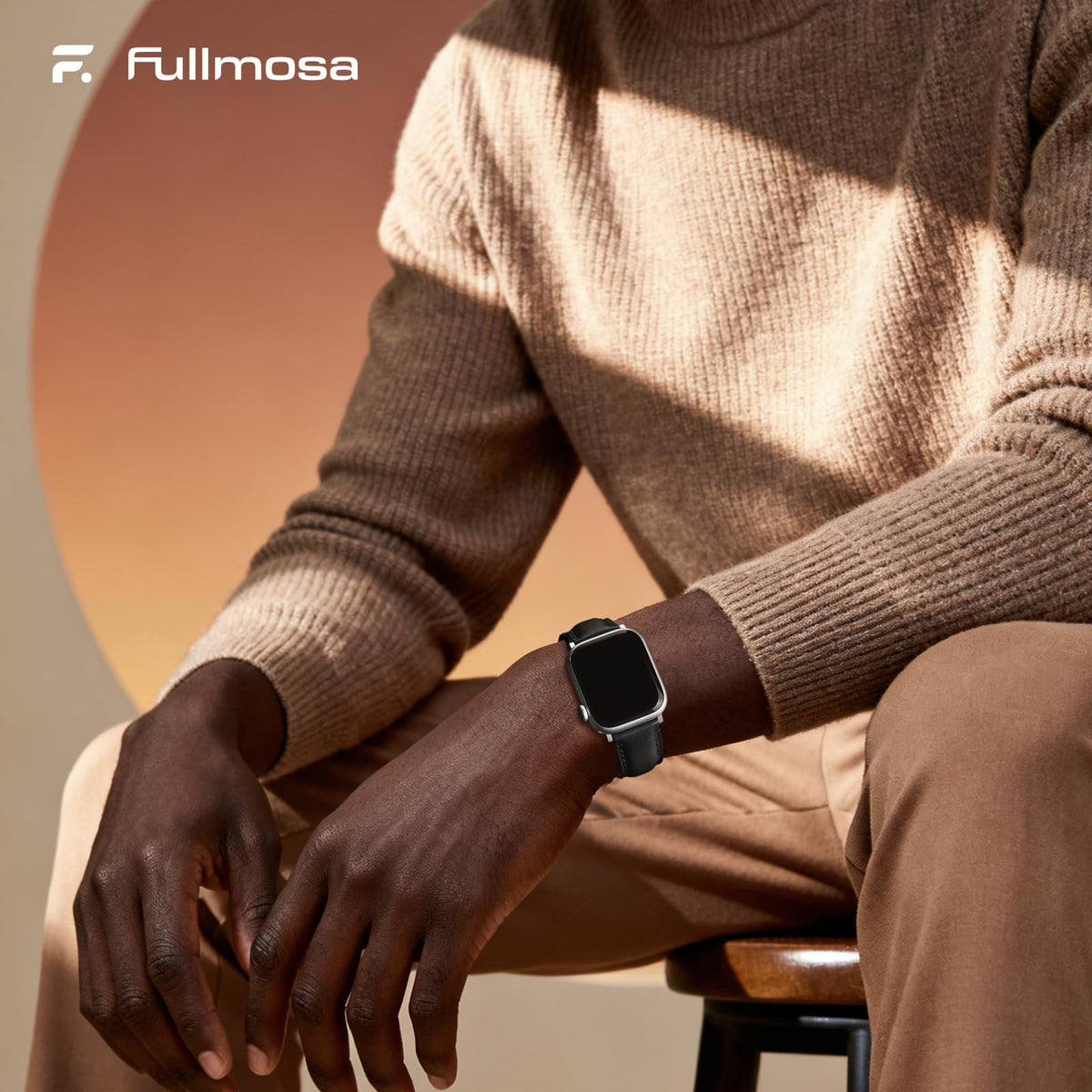 Fullmosa Leather Band Compatible with Apple Watch Bands 49mm 46mm 45mm 44mm 42mm,Top Grain Leather iWatch Straps for Apple Watch Ultra SE Series 11 10 9 8 7 6 5 4 3 2 1,Black+Silver/Brown+Silver
