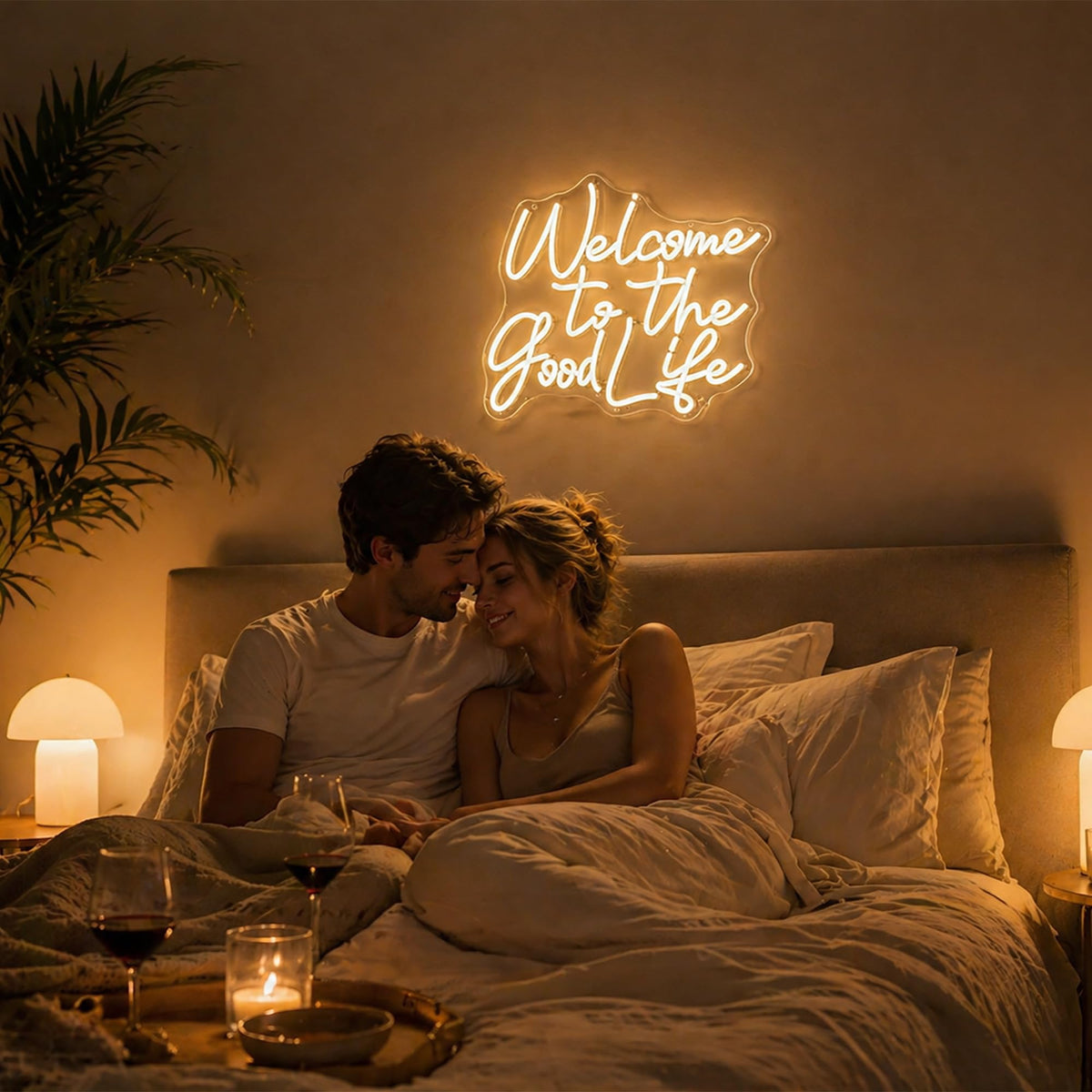Whfobfe Warm White Neon Sign Led Neon Lights Signs for Wall Decor USB Powered Led Signs for Room Decoration-Welcome to The Good Life