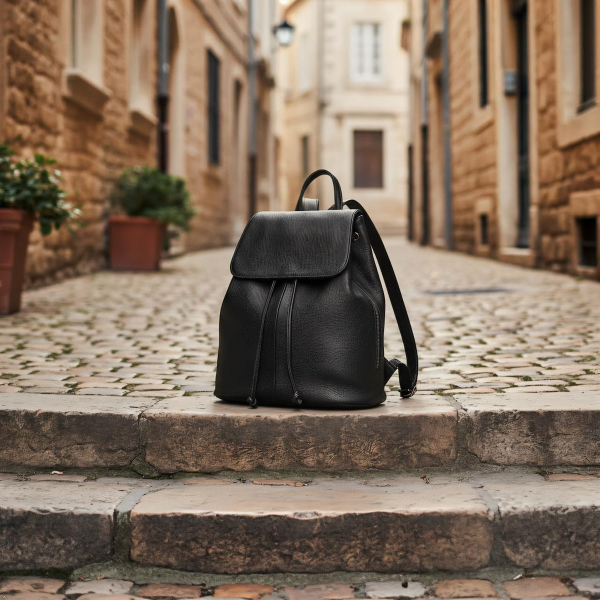 BOYATU Women’s Full-Grain Leather Backpack Purse, Minimal Structured Design, Work Commuter & City Travel, Compact Everyday Essentials, Fashion RFID Pocket Bag (Black)