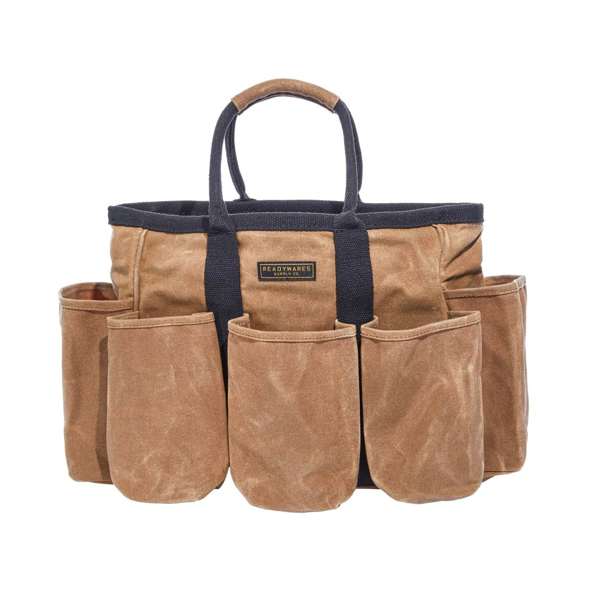 Readywares 14" Waxed Canvas Supply Bag/Garden Tool Tote/Cleaning Organizer/Mobile Bar/Versatile Storage Tote With Pockets/Utility Bag with Heavy Duty Handles