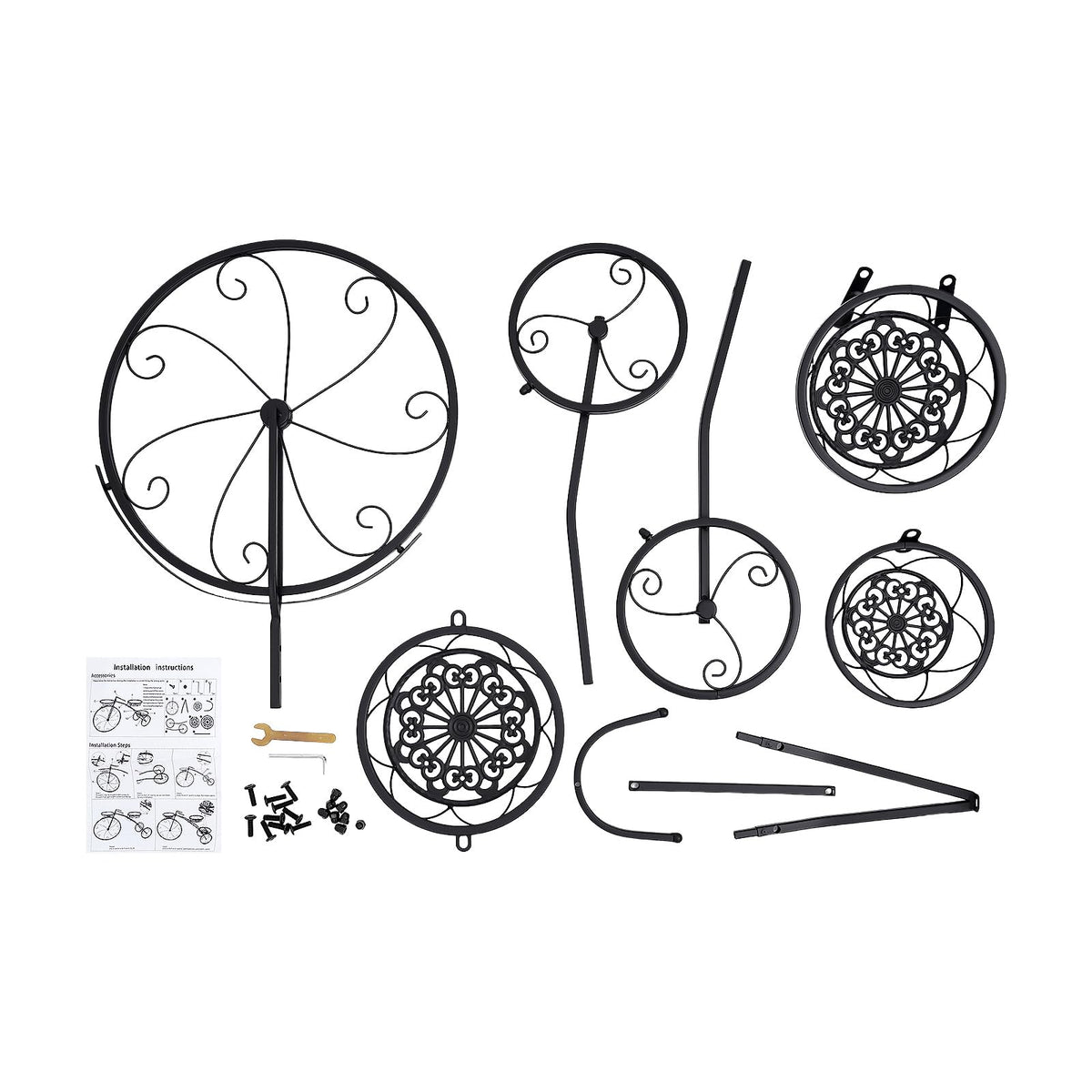 GQWQNIO Metal Bicycle Planter, 3 Tier Tricycle Flower Plant Stand with 3 Decorative Wheels, Garden Decor for Indoor Outdoor Patio Yard (Black)