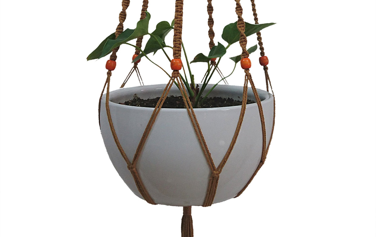 Plant Hanger Macrame Cotton 6 Legs 51 Inches for Indoor Outdoor, Living Room, Kitchen, Deck, Patio, High and Low Ceiling with Size of 10-12 inches Without The Pot (Brown)