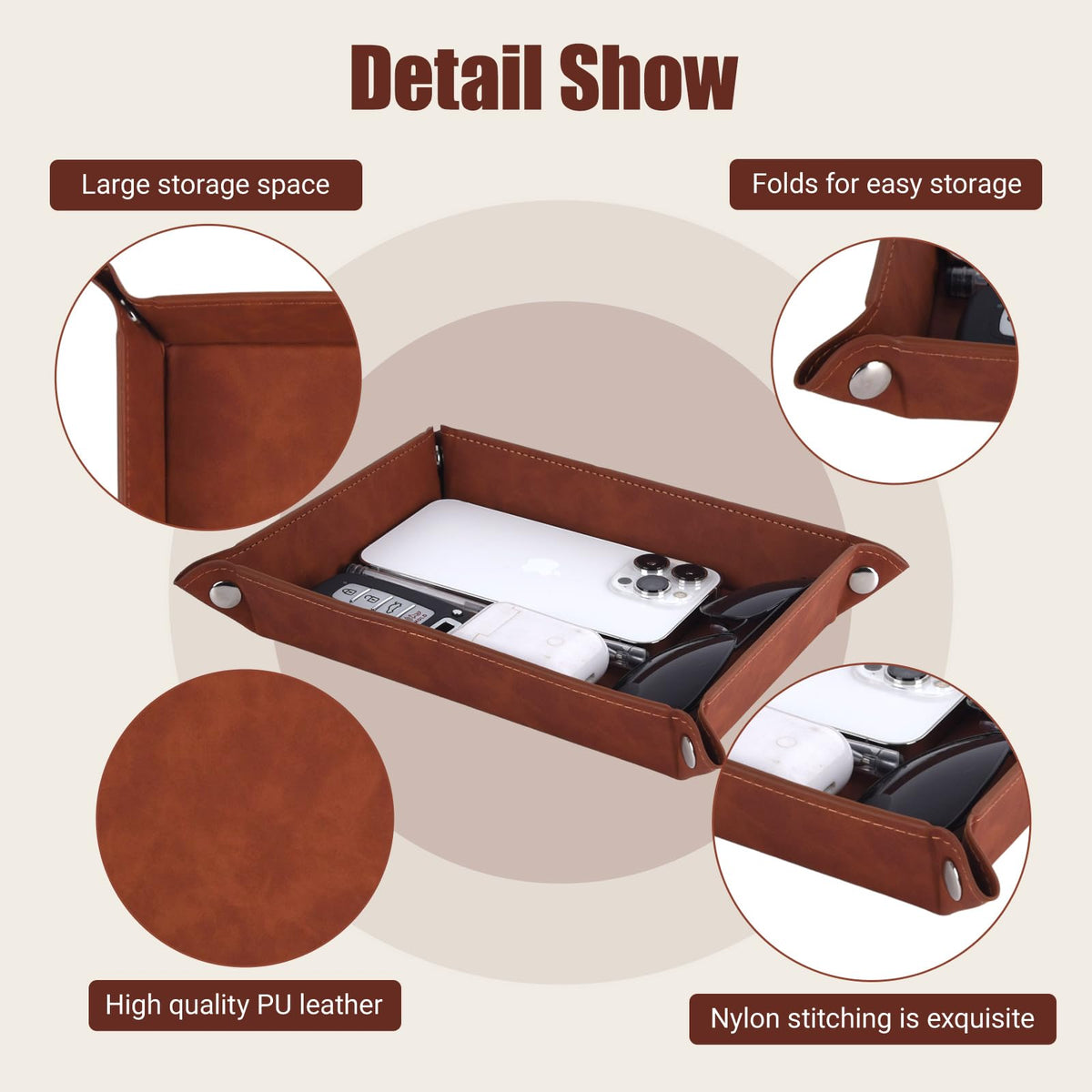 3 Years Anniversary,Leather Tray Engraved Personalized Tray, for him, Husband, Wife 3 Years Together Keepsake Gift for Couple Christmas,Valet Desktop Storage Organizer (3 Years)