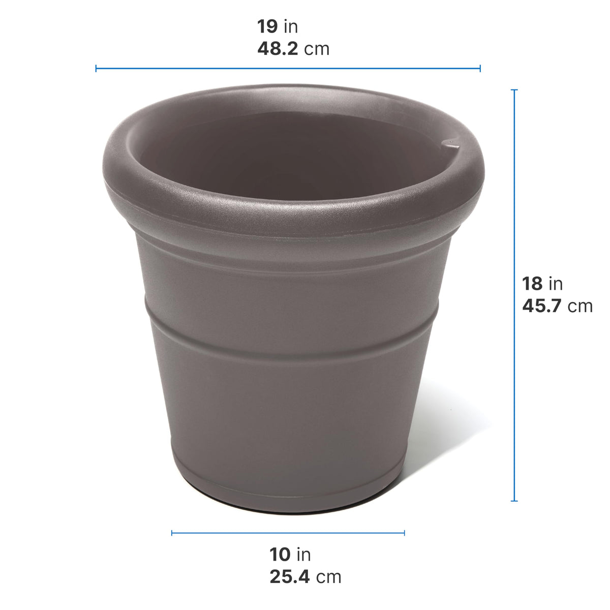 Step2 Claremont Tall Round Planter, Large Planters for Outdoor Plants, Gardening and Flower Pot for Patio or Porch, Efficient Drainage, Durable Plastic, Dark Cedar, 2-Pack