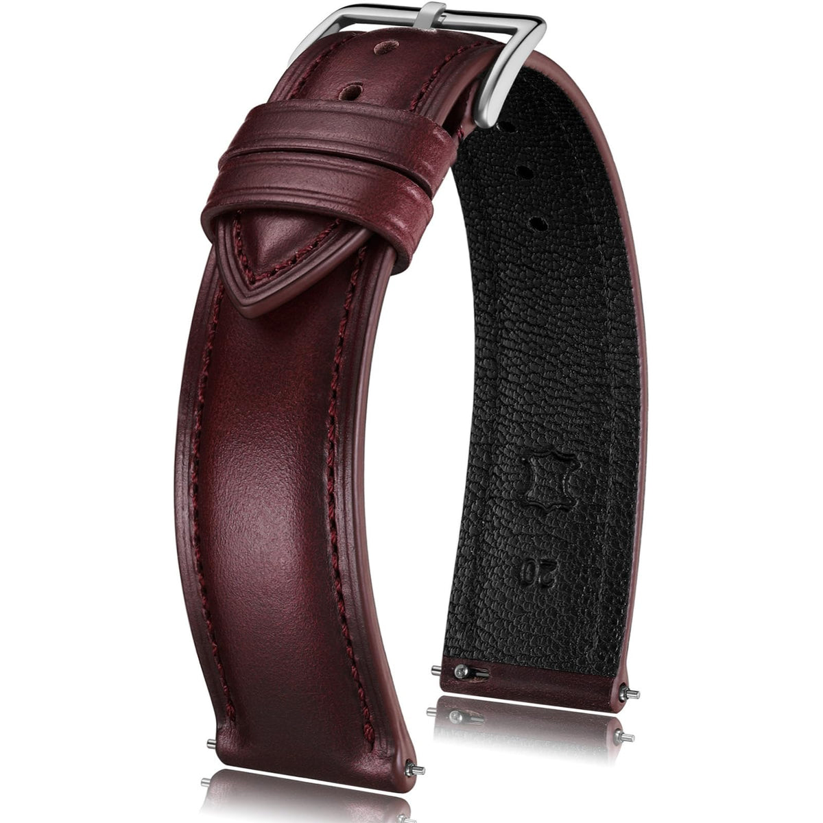 Getalia Luxurious leather Watch Band, Top Grain Genuine Leather Vintage Oil Wax, 18mm 19mm 20mm 21mm 22mm Quick Release Replacement Retro Straps for Men and Women, Thick & Soft (Wine Red Width:20mm)