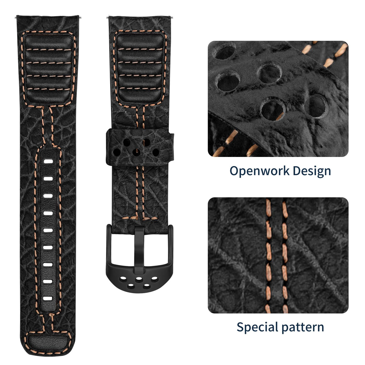 Wristitani Leather Watch Band for Men, 20mm 22mm Top Genuine Leather Watch Strap - Quick Release Watch Band Vintage Wristband Suitable for Classic Quartz Mechanical Smartwatches