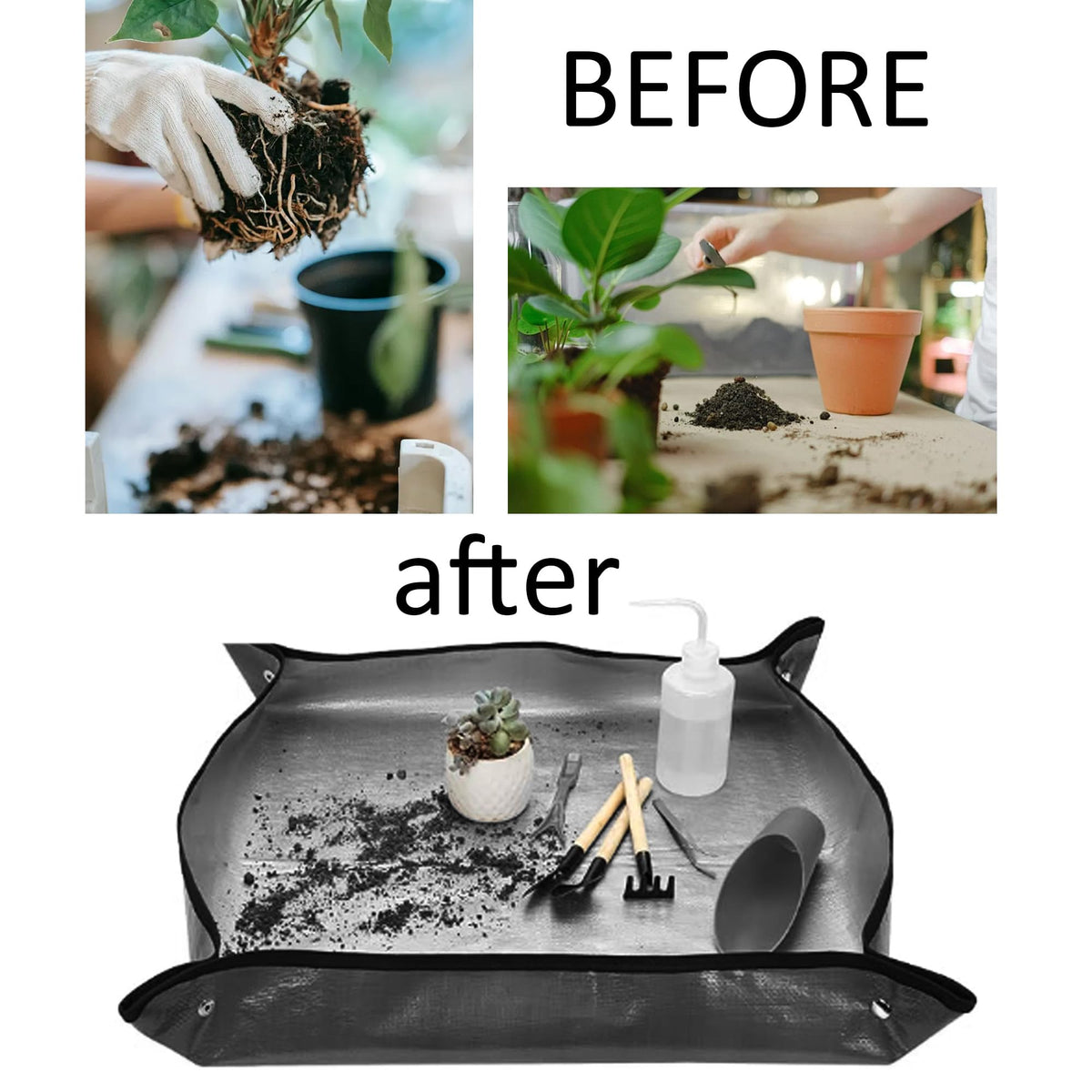 bociloy 15Pcs Succulent Tools Kit with Organizer Bag Plant Repotting Mat Mini Garden Transplanting Tools for Indoor Outdoor Miniature Plant Care