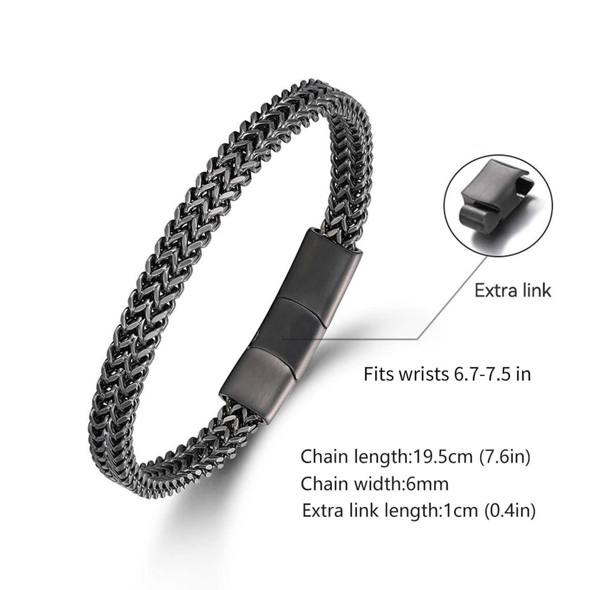 LUCKY2+7 Bracelets for Men-Stainless Steel Magnetic Clasp Franco Chain Mens Bracelet 1