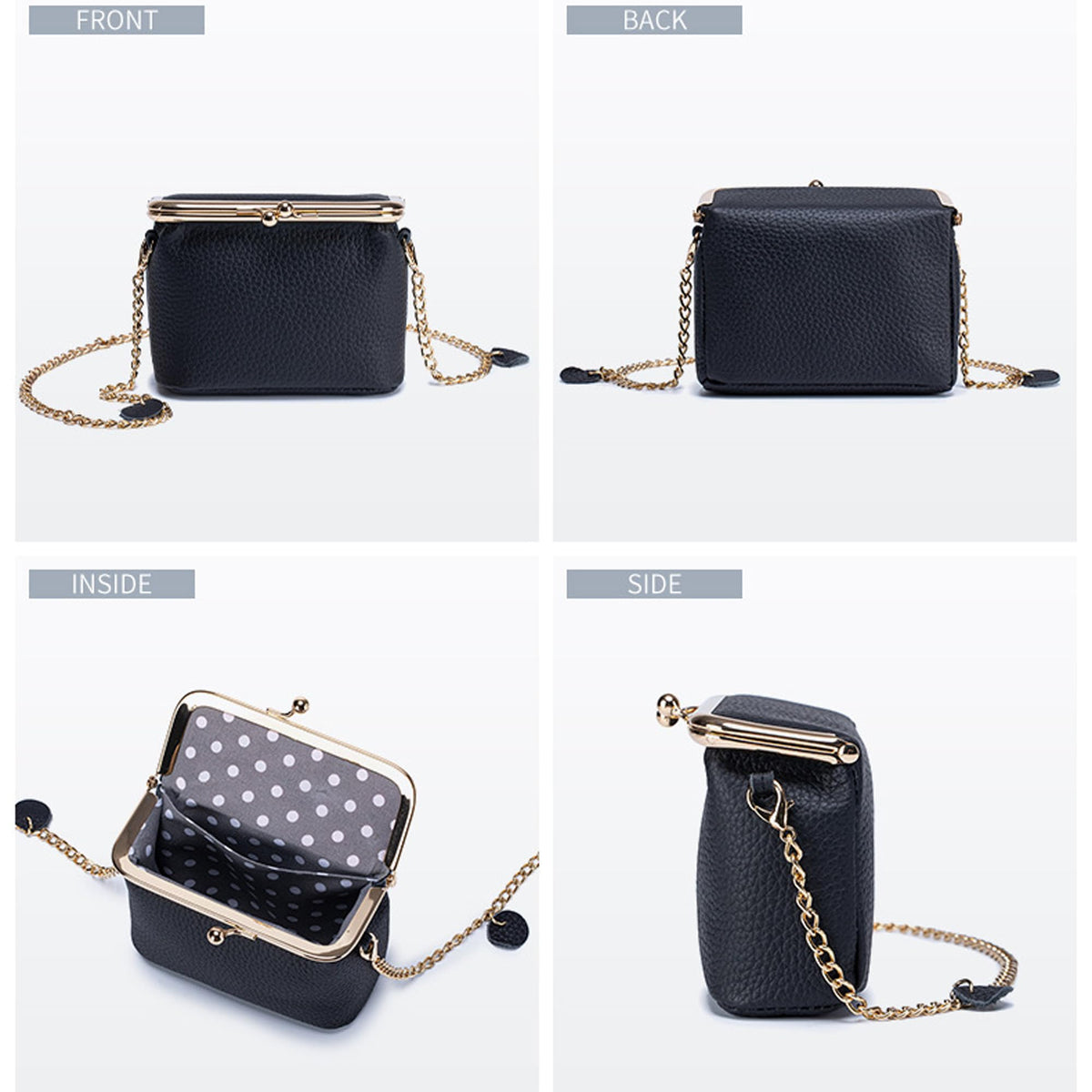 Fashion Crossbody Coin Purse for Women Small Credit Card Holder Wallet with Chain Leather Compact Wallet for Cash, Keys, Lipstick (Black)
