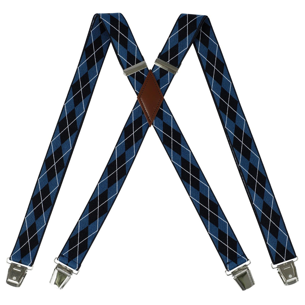 LEHOMU X-Back Suspenders for Men 1.4 Inches Wide Straight Strong Clips Suspender – Adjustable Fit Elastic Braces for Work,Perfect For Both Casual&Formal Jeans, and More,Blue Stripe