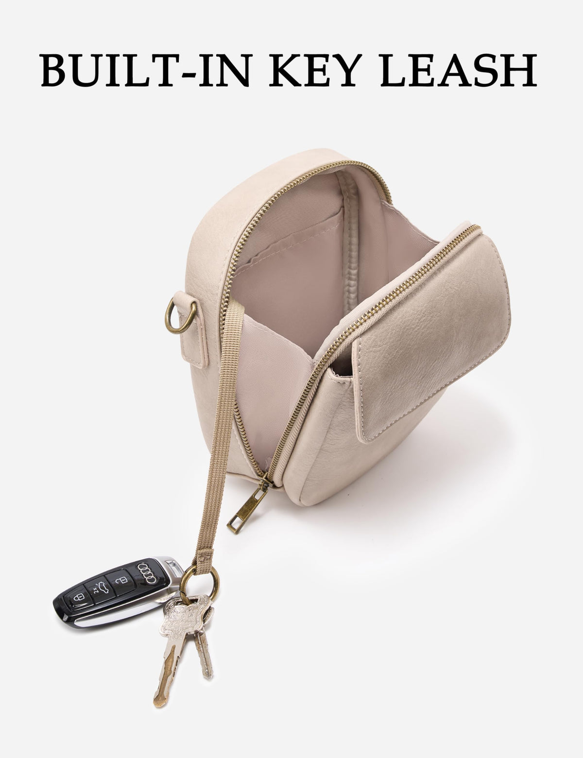 Yarnic Small Crossbody Bag, Vegan Leather Cell Phone Purse for Women, Vintage Wallet Bag with Card Slots (Beige Gray-wide strap A)