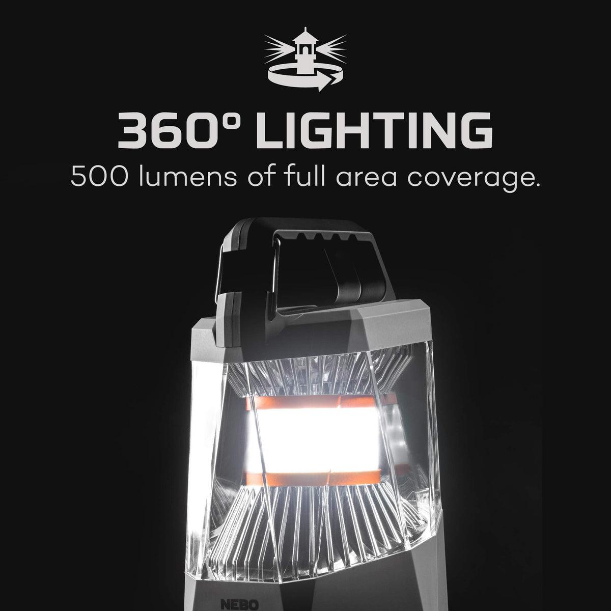 NEBO Galileo Lantern - 500 Lumens, Rechargeable, Water-Resistant, Dark Gray, Model NEB-LTN-1009