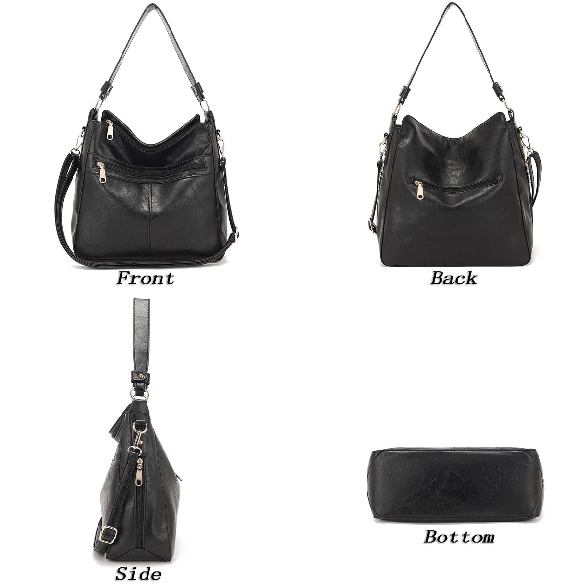 Purses For Women Handbags And Wallet Set Large Hobo Crossbody Bag Ladies Purse Totes 4 PCS Black
