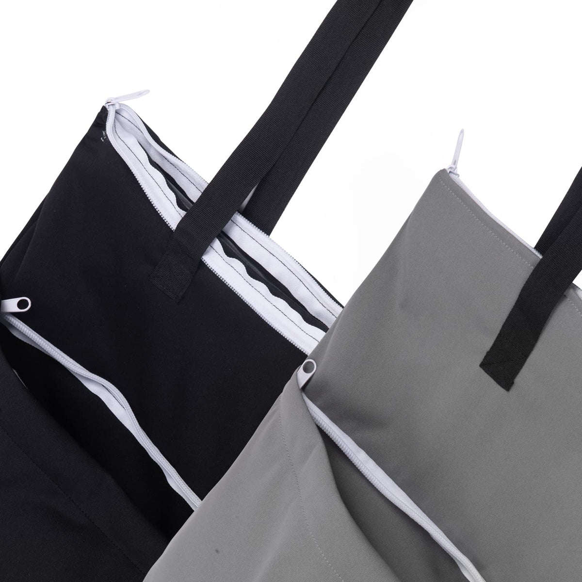 ALVABABY 2 Pack Large Wet Dry Bag Waterproof Hanging Cloth Diaper with Double Zippered Pockets 25x18 inches (Black and grey)