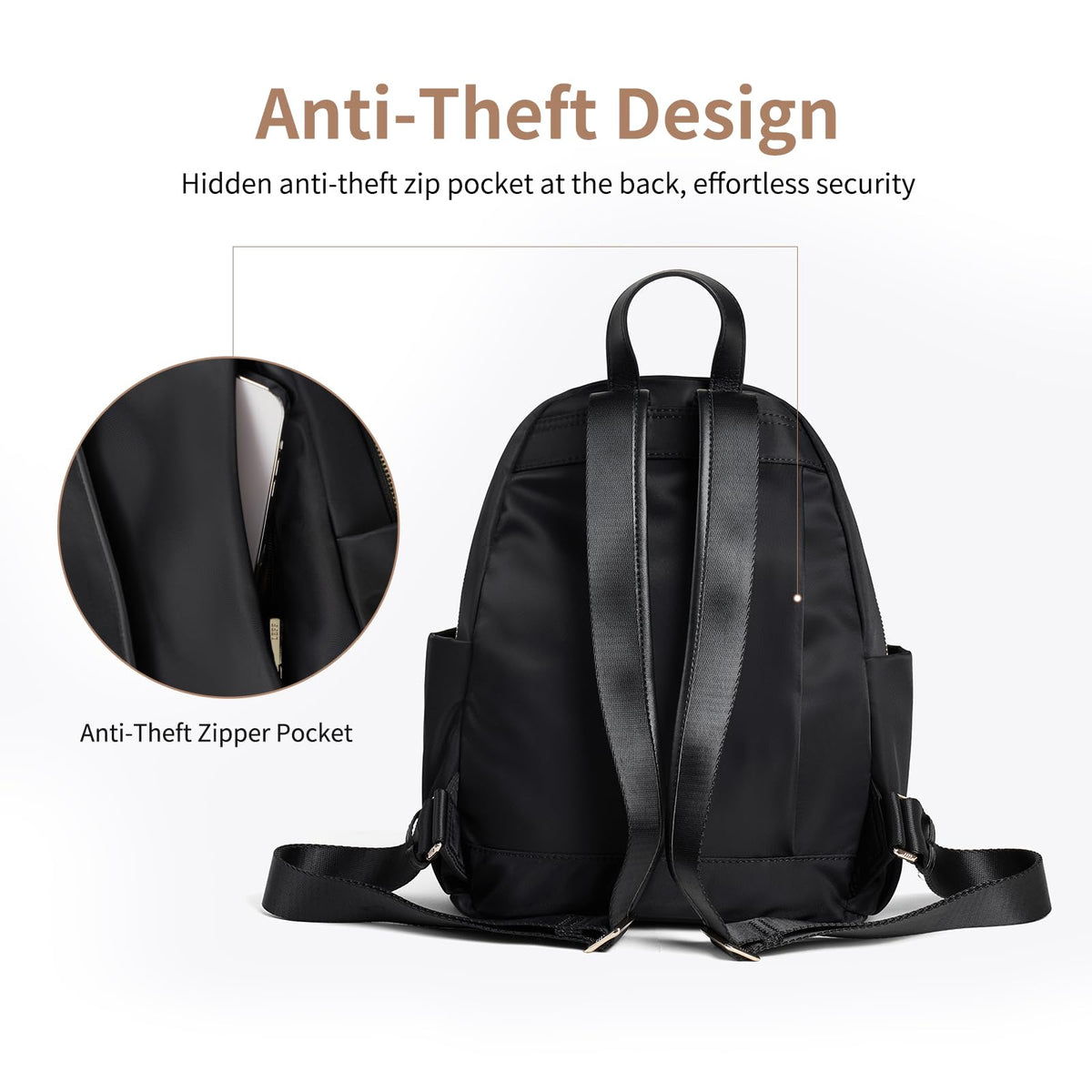 LEFFBAG Mini Backpack for Women Small Backpack Purse, Anti Theft Backpack Waterproof Lightweight Premium Oxford For Travel Work Shopping