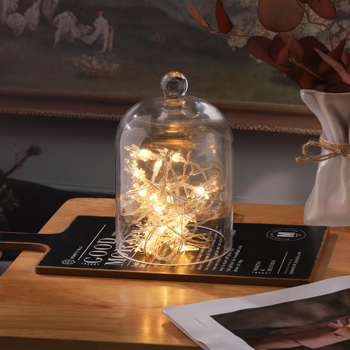 7.5" Tall Handmade Glass Cloche, Thick & Sturdy, Dia 5"xH 7.5", For Terrarium, Plants, Trinkets, Cakes, Figurines, LED Light String, Candle. Cloche Glass Dome, Bell Jar Display Case (1, 5.12"x7.48")