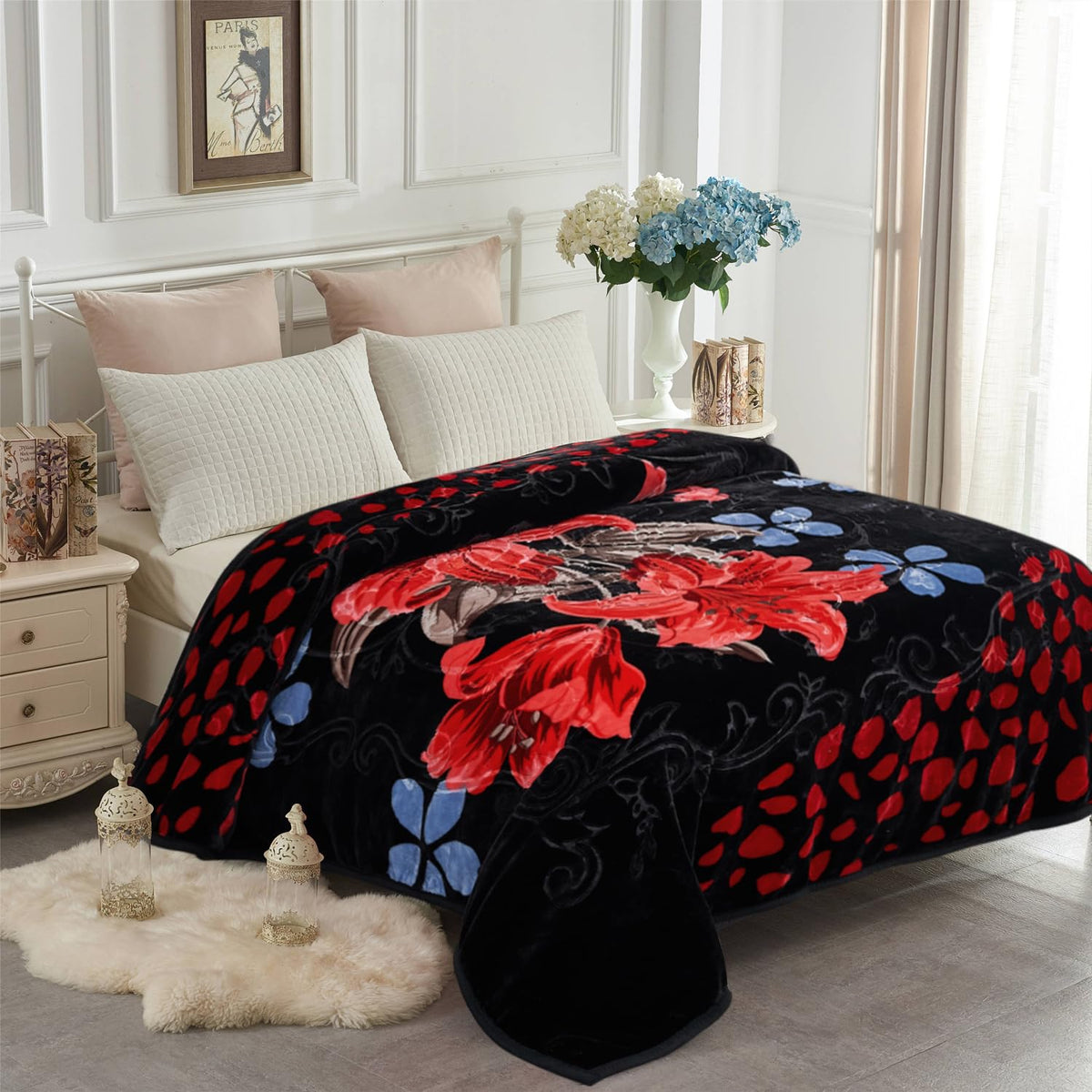 Korean Mink Fleece Blanket, 5 LB - 2 Ply Reversible 520GSM Silky Soft Plush Warm Blanket for Autumn Winter