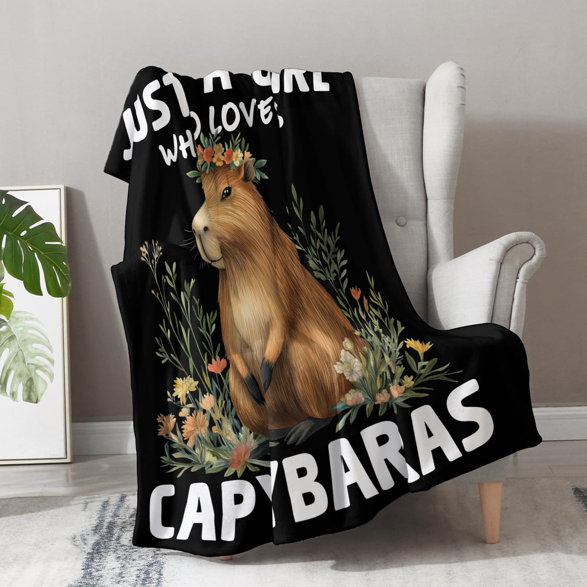 Capybara Blanket Gifts for Kids Woman - Just A Girl Who Loves Capybaras Cute Animal Lovers Throw for Boys Teen Adults Soft Fleece Cozy Bed Couch Decor Birthday Christmas Lightweight Blanket 50"x60"