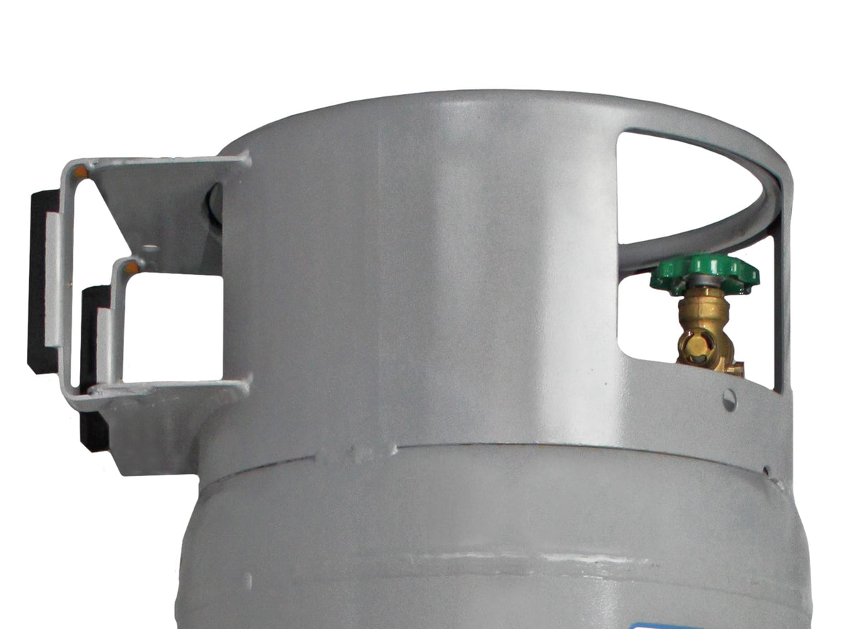 Flame King 100LB Empty Propane Tank with Wheels, Horizontal & Vertical LP Cylinder with Built-in Gauge for Fire Tables, Fire Pits, Patio Heaters, Barbeques, Lunch Trucks, Weed Torches & Truck Campers