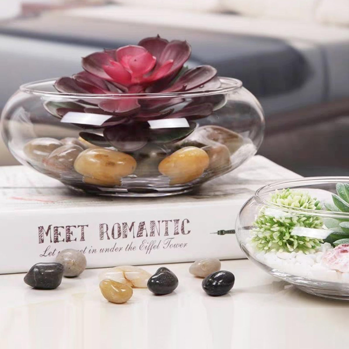 Lotus Bowl Planter Glass Lotus Bowls for Planting in Water Indoors Bonsai Pots No Drainage Hole Hydroponic Aquatic Plants Terrarium Fish Bowls Large