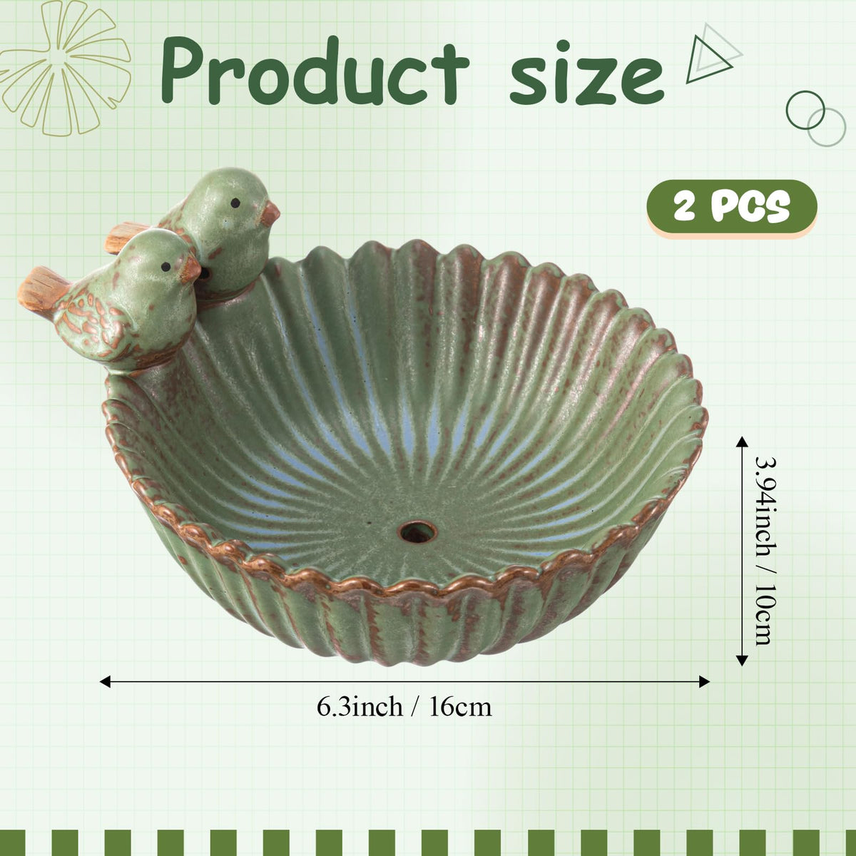 Yiyiring 2 Pack 6.3 Inch Birds Special Design Fun Garden Flower Ceramic Planter Birds Feeder Succulent Pot Flowerpot or Feeder Bird Food Holder for Garden Outside Decor for Outdoor Gifts