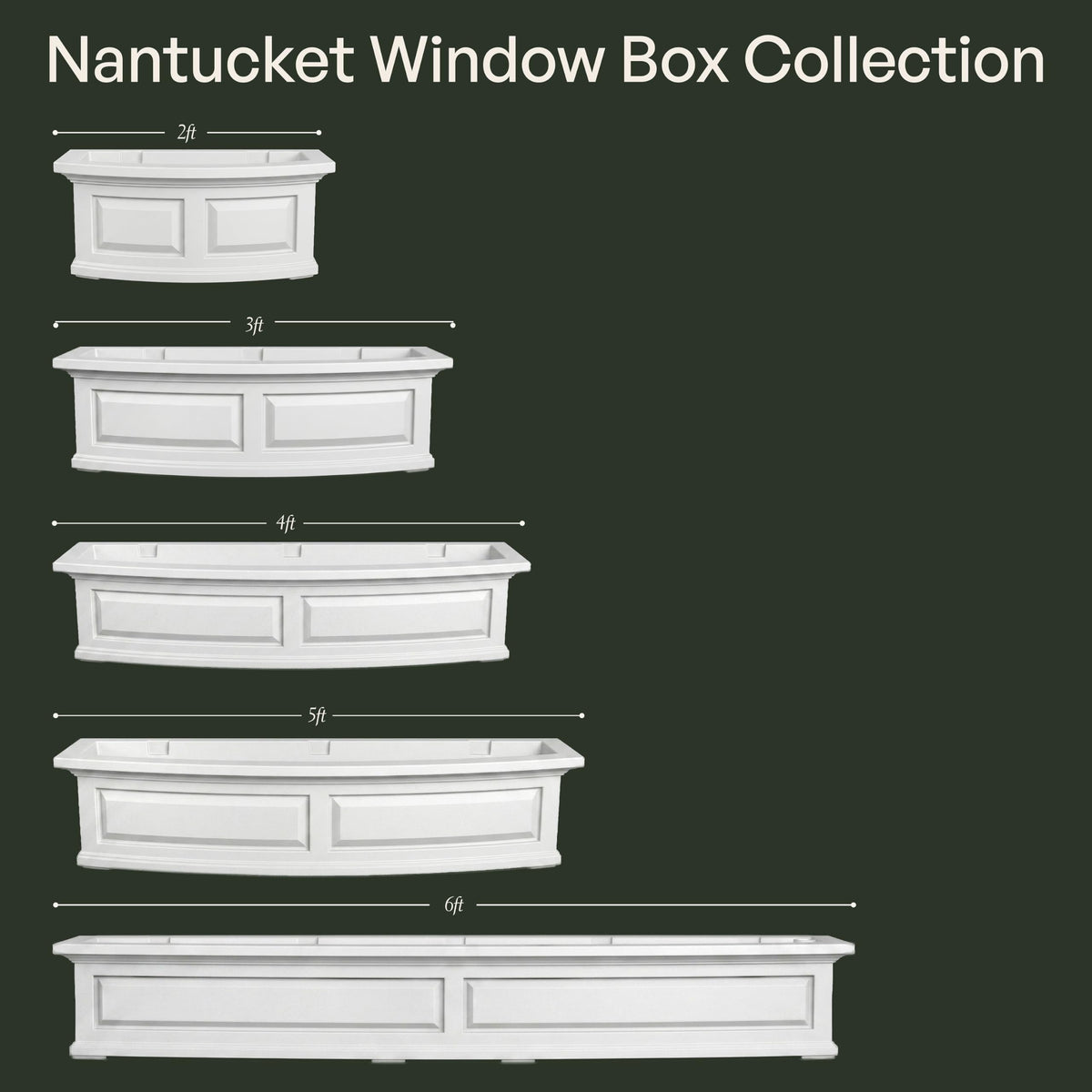 Mayne Nantucket 5-Foot Window Box – Self-Watering, Weather-Resistant Planter for Flowers – Durable Design for Outdoor Use, Perfect for Windows