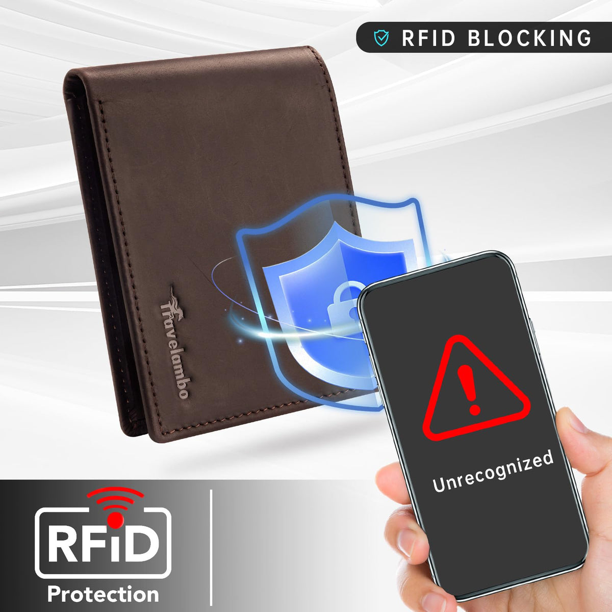 Travelambo Wallet for Men Real Leather Mens Bifold Wallet RFID Blocking - Thin & Stylish with ID Window in Gift Box (Crazy Horse, Brown)